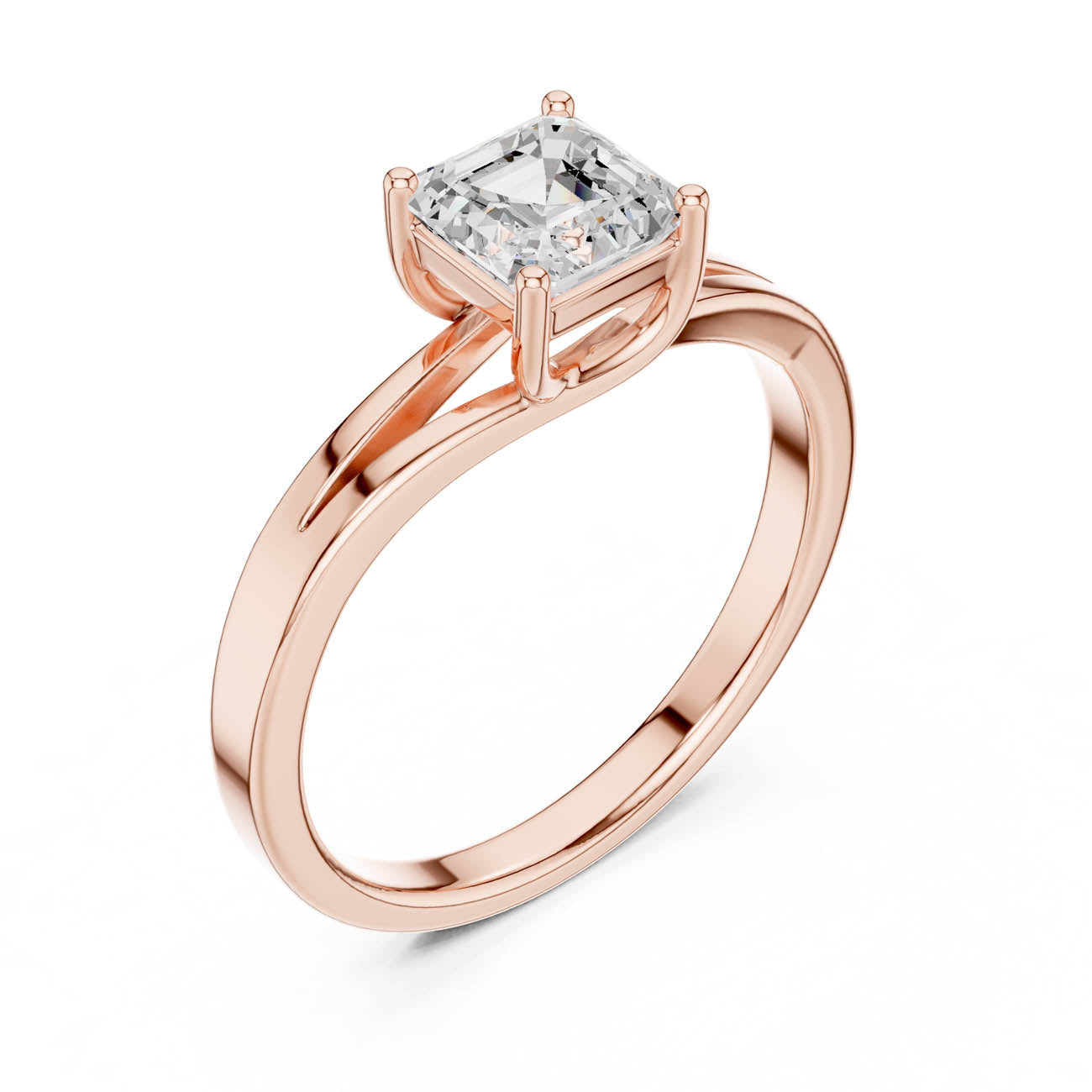 .88 Ct. Asscher-Cut Diamond Solitaire with Split-Shank Band (DDLR-521) 9