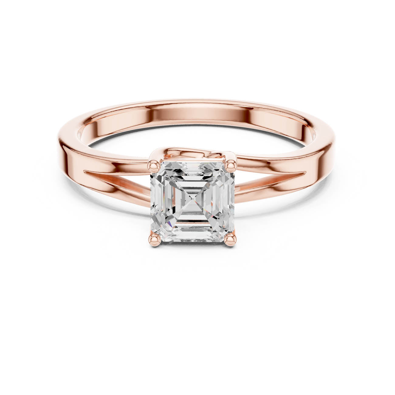 .88 Ct. Asscher-Cut Diamond Solitaire with Split-Shank Band (DDLR-521)