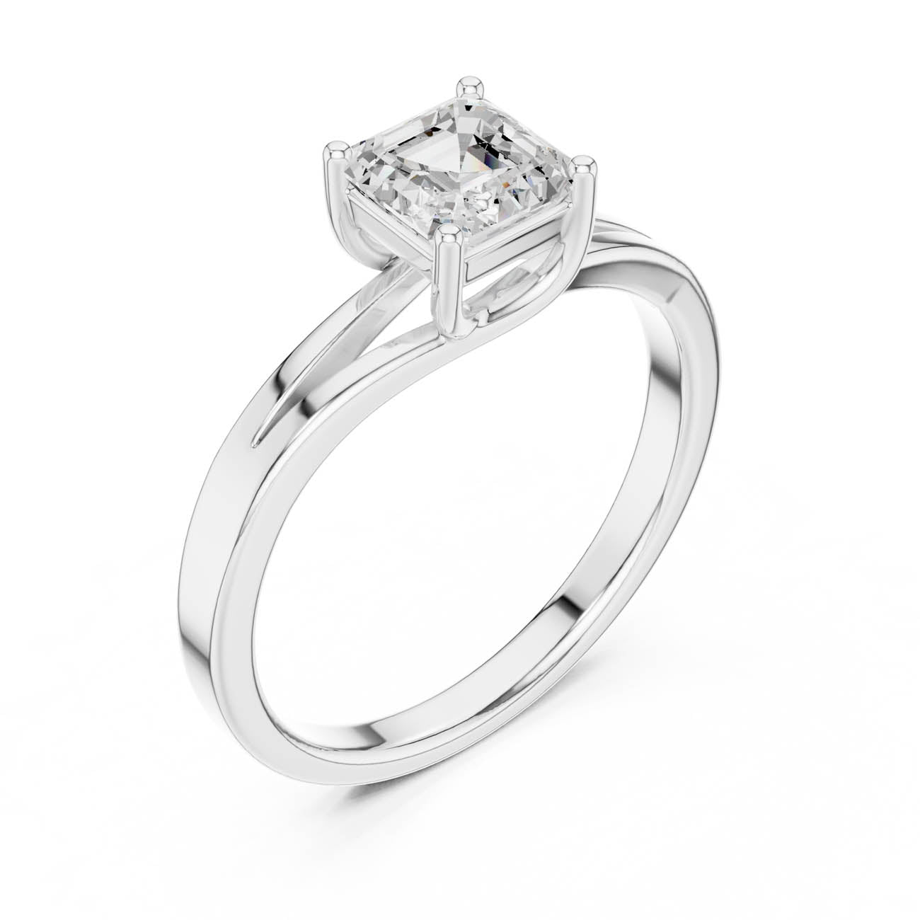 .88 Ct. Asscher-Cut Diamond Solitaire with Split-Shank Band (DDLR-521) 10
