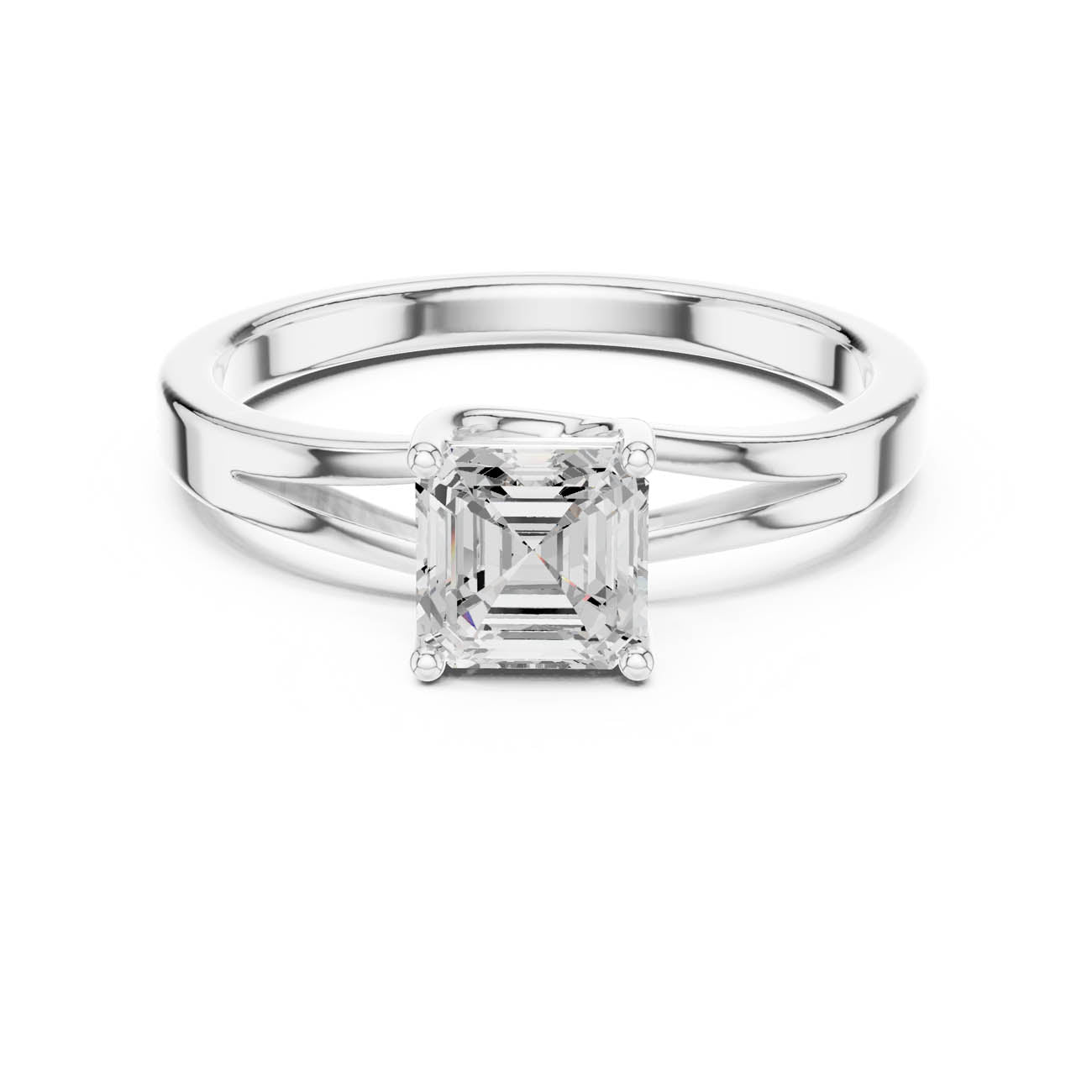 .88 Ct. Asscher-Cut Diamond Solitaire with Split-Shank Band (DDLR-521) 7