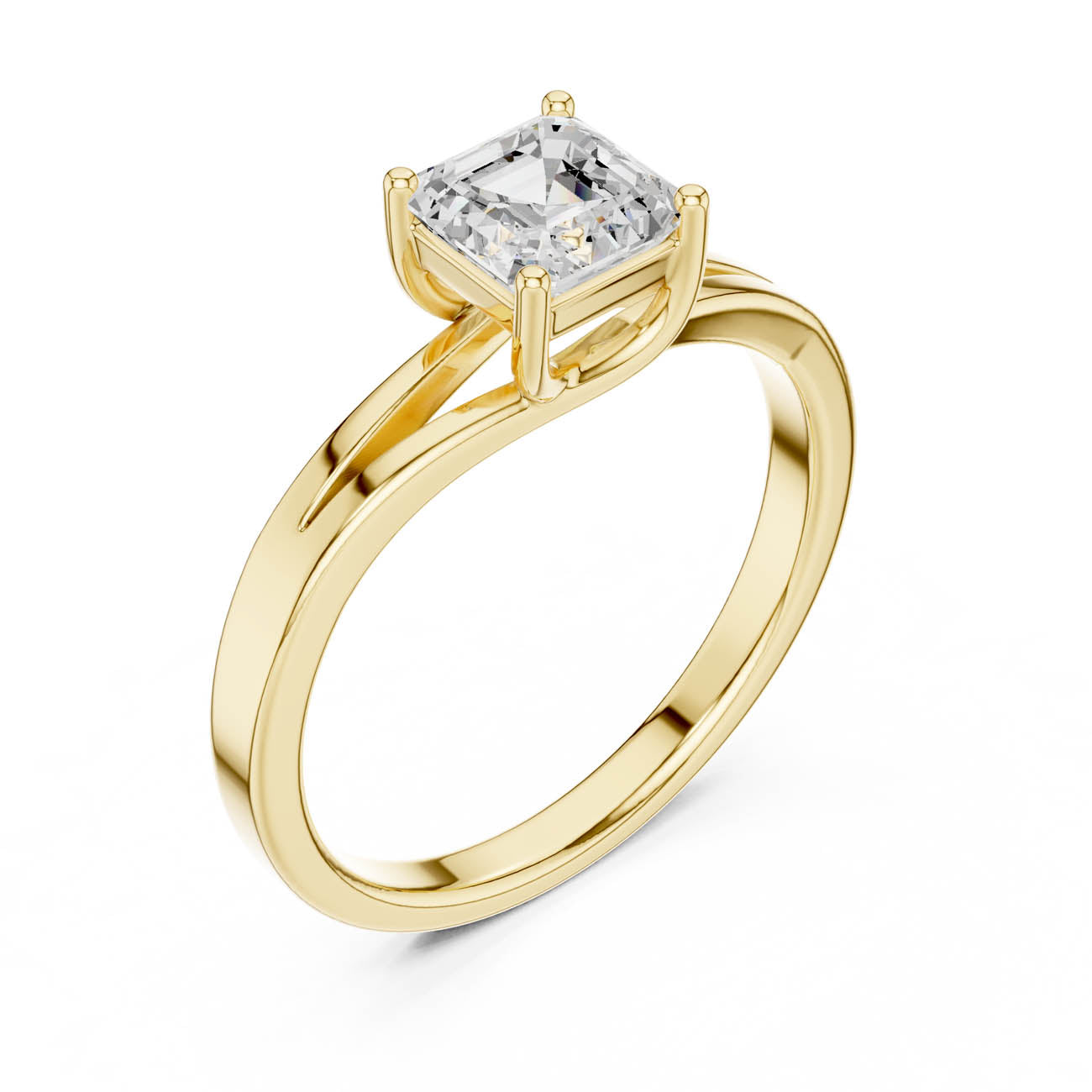 .88 Ct. Asscher-Cut Diamond Solitaire with Split-Shank Band (DDLR-521)