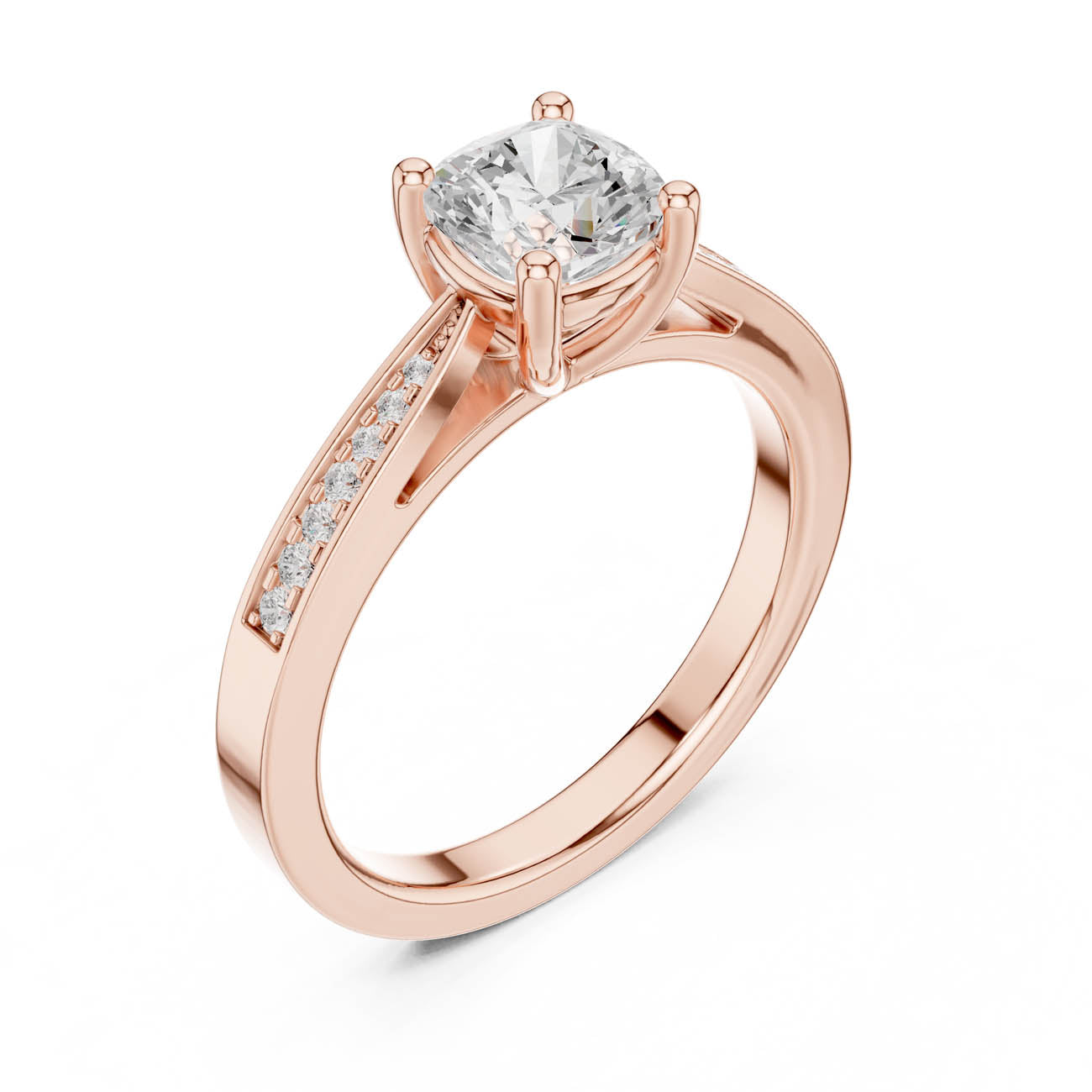 1.03 Ct. Cushion-Cut Diamond Solitaire with Channel-Set Shoulders (DDLR-524) 5