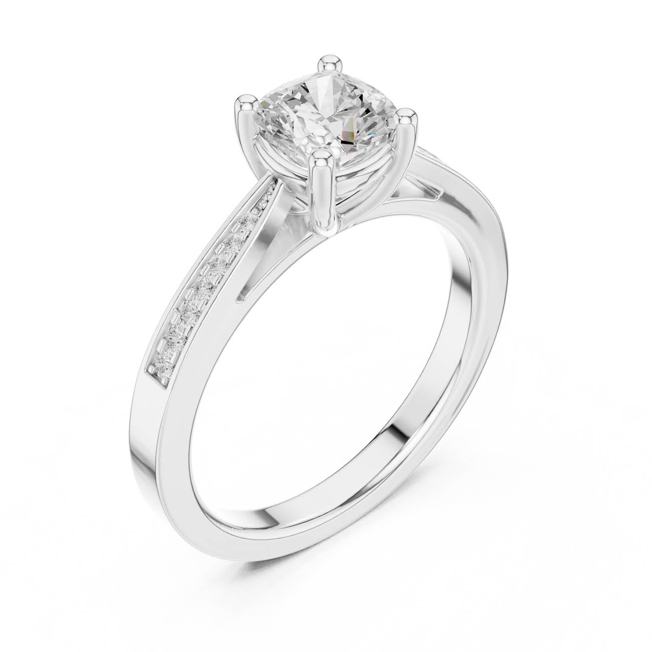 1.03 Ct. Cushion-Cut Diamond Solitaire with Channel-Set Shoulders (DDLR-524) 7