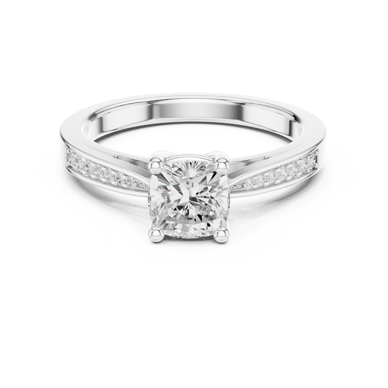 1.03 Ct. Cushion-Cut Diamond Solitaire with Channel-Set Shoulders (DDLR-524)