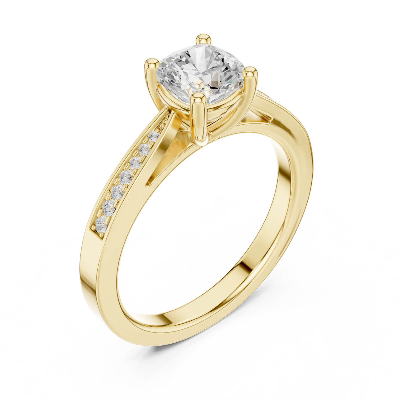 1.03 Ct. Cushion-Cut Diamond Solitaire with Channel-Set Shoulders (DDLR-524) 9