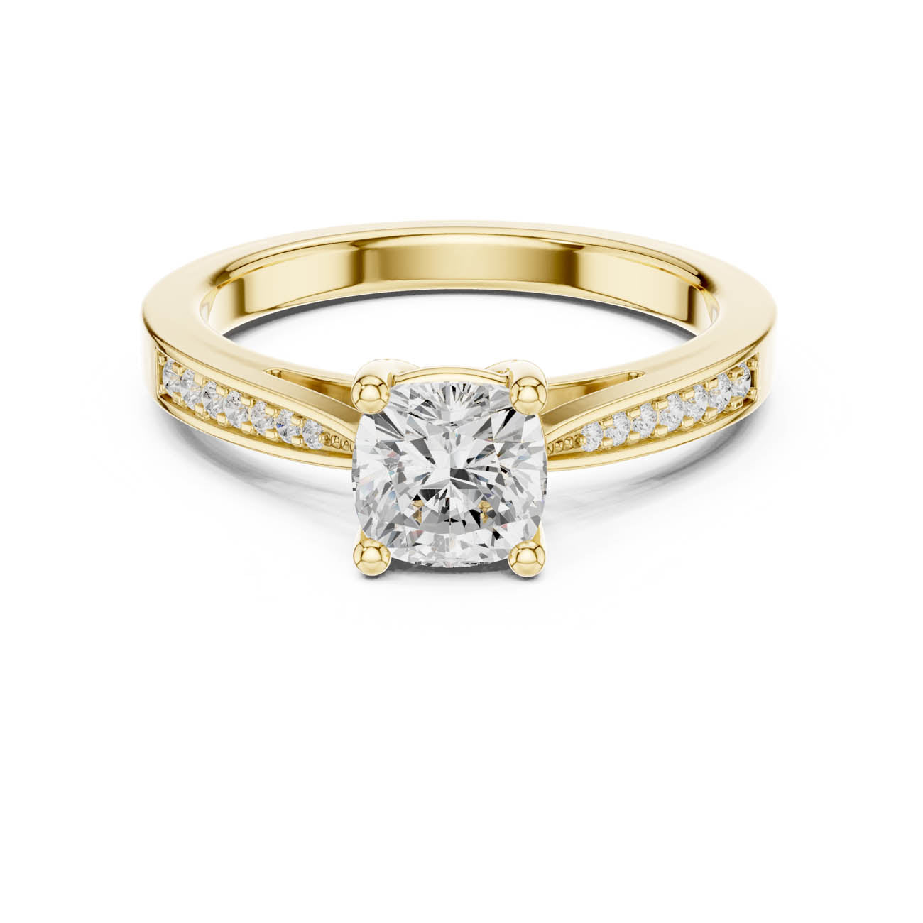 1.03 Ct. Cushion-Cut Diamond Solitaire with Channel-Set Shoulders (DDLR-524)
