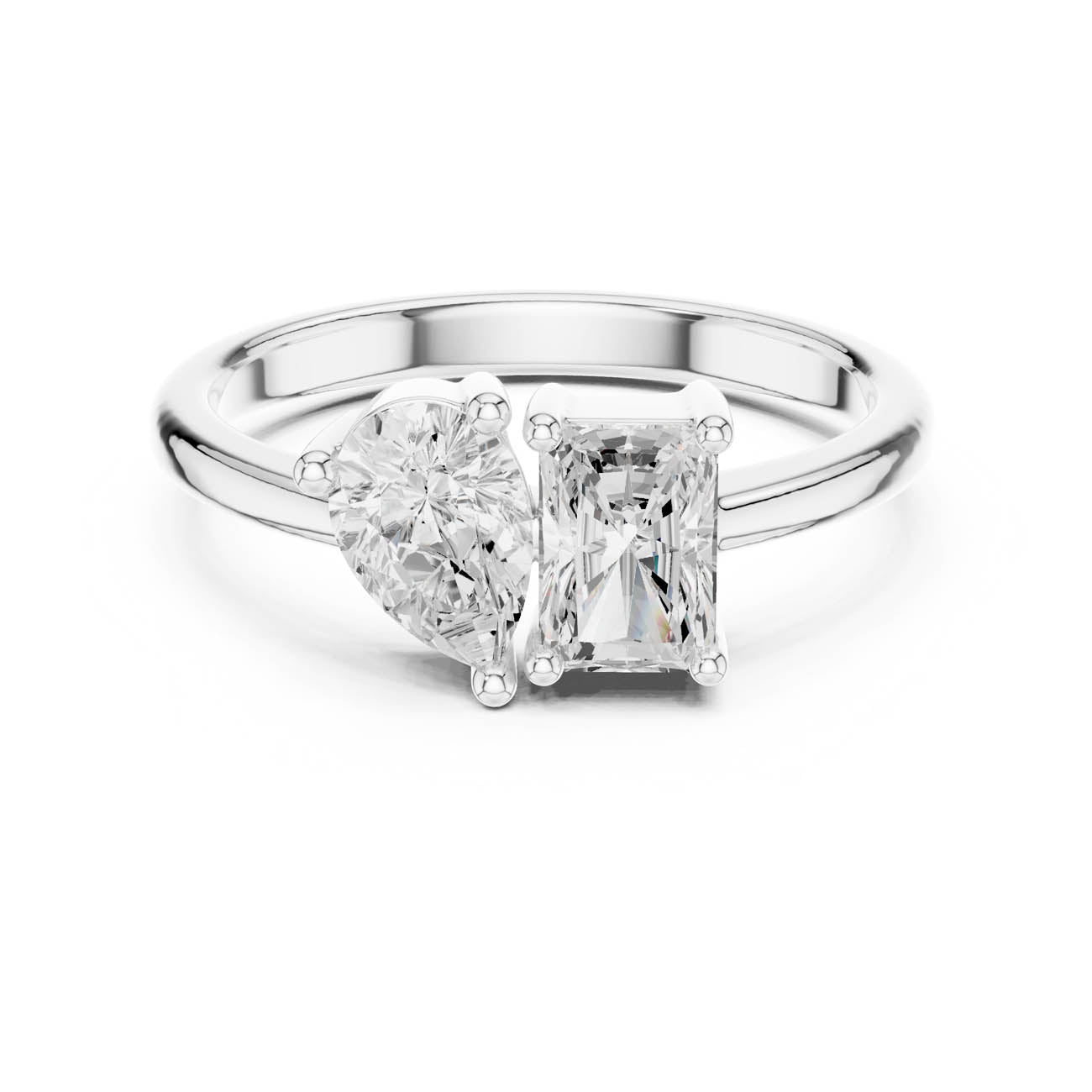 1.14 Ct. Pear and Radiant-Cut Two-Stone Duo Ring (DDLR-526) 7