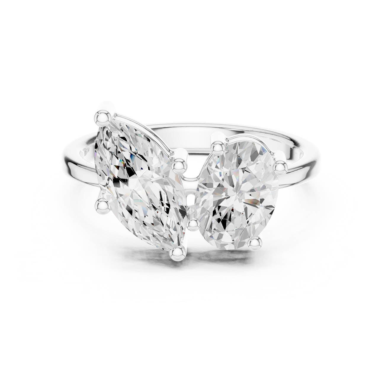 2.03 Ct. Marquise and Oval-Cut Two-Stone Duo Ring (DDLR-532)