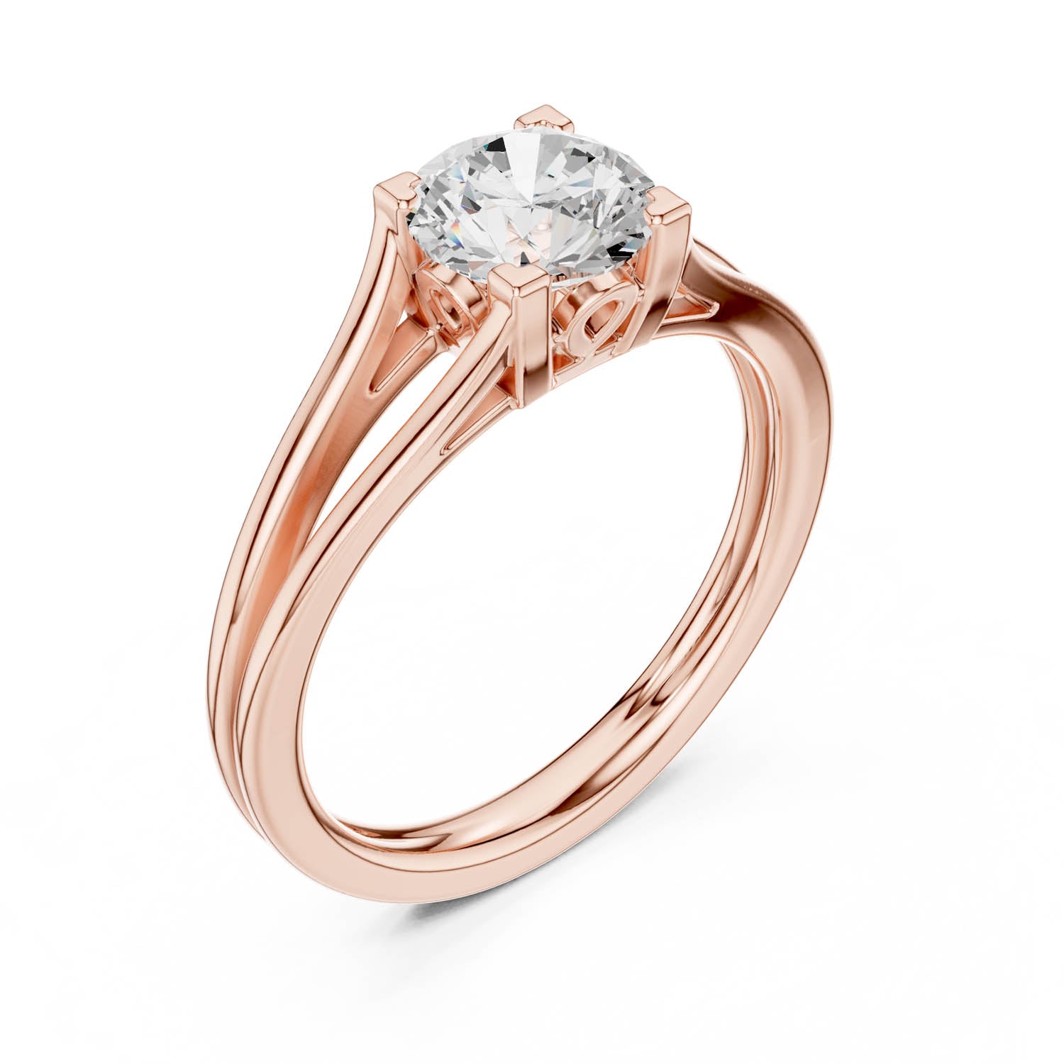 1.00 Ct. Round Diamond Solitaire Ring with Split Shank Setting (DDLR-543) 10