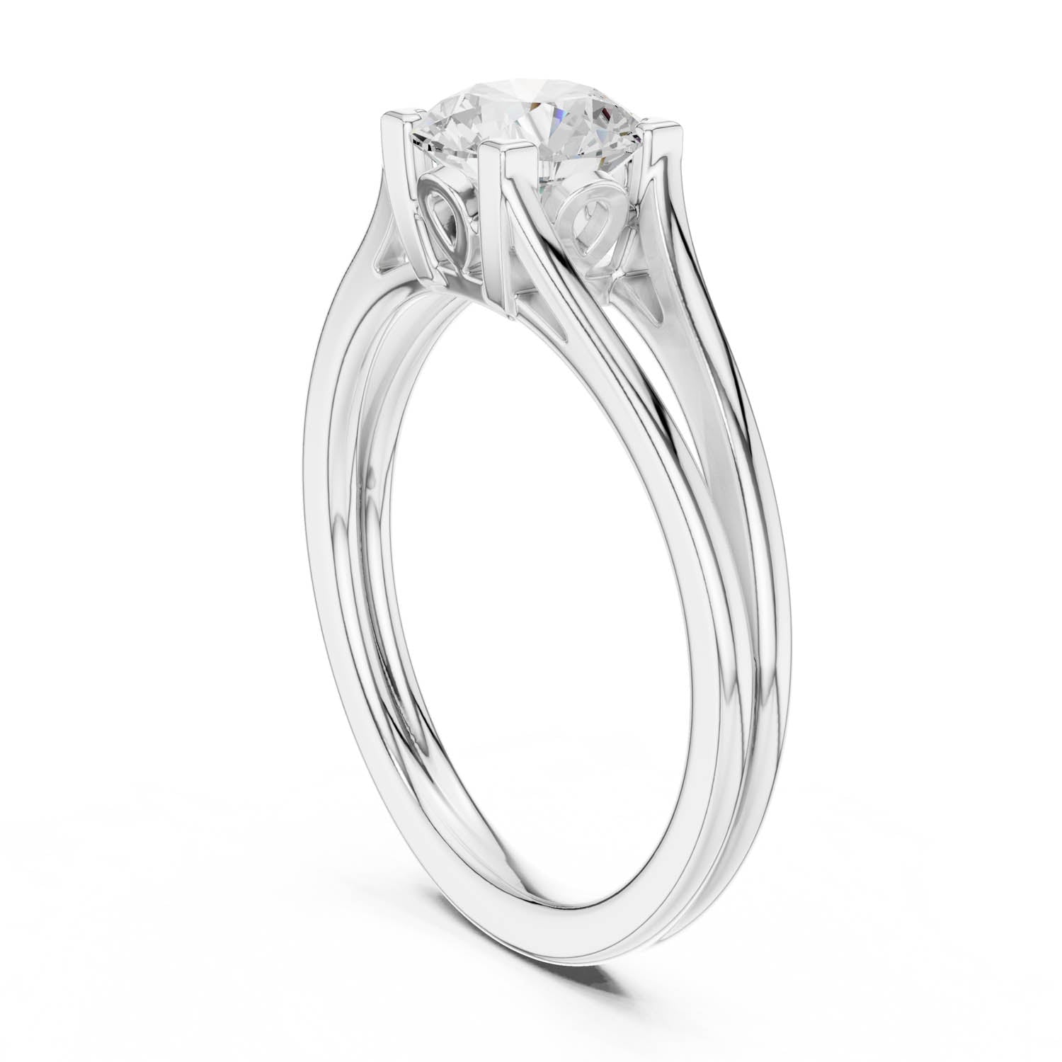 1.00 Ct. Round Diamond Solitaire Ring with Split Shank Setting (DDLR-543) 12
