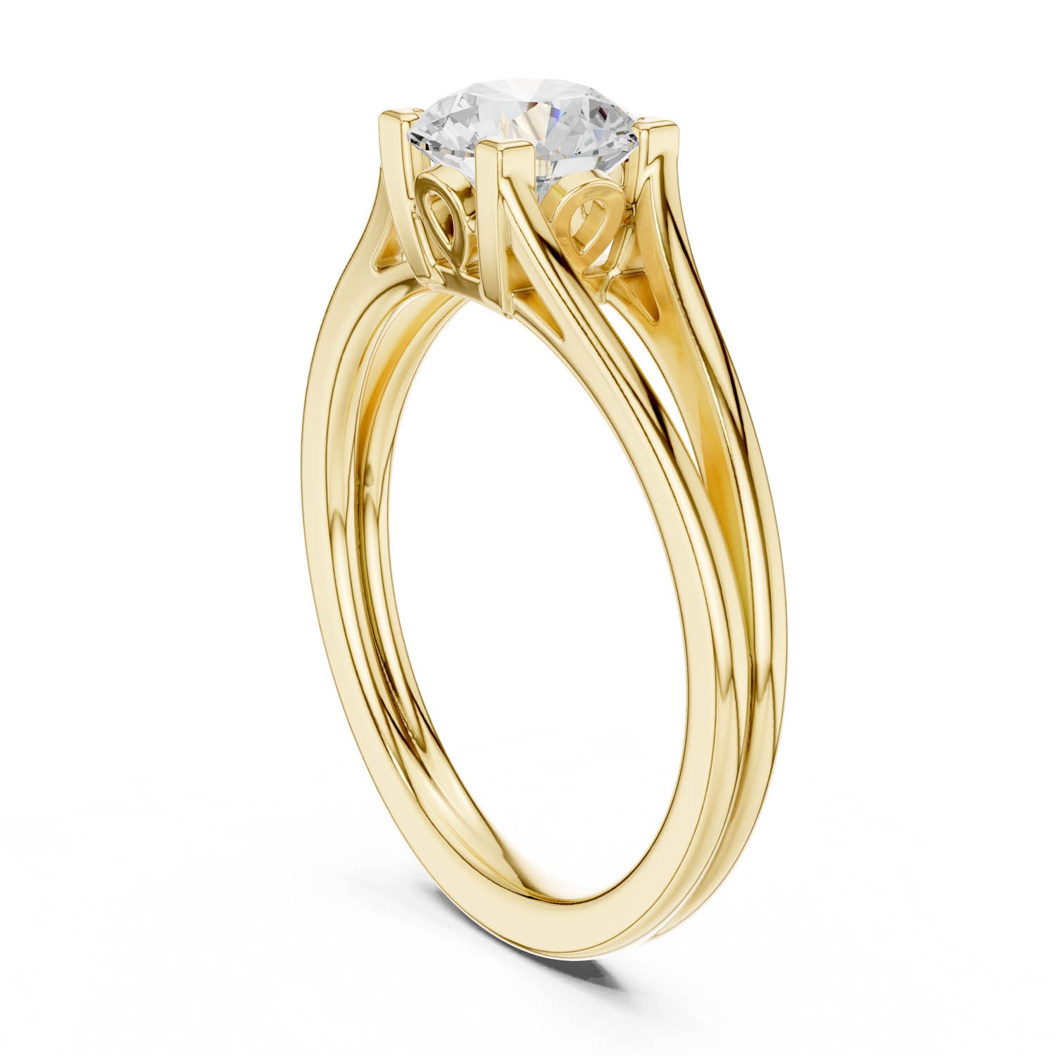1.00 Ct. Round Diamond Solitaire Ring with Split Shank Setting (DDLR-543) 6