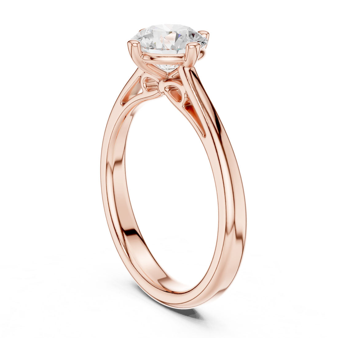 .50 to 1.00 Round Diamond Solitaire with Four Split Claw Prongs and Rounded Band (DDLR-555-556-557) 8