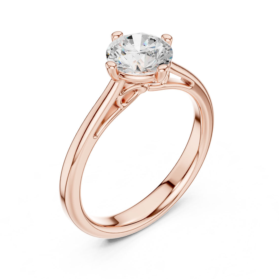 .50 to 1.00 Round Diamond Solitaire with Four Split Claw Prongs and Rounded Band (DDLR-555-556-557) 6
