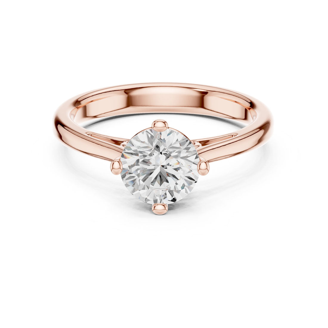 .50 to 1.00 Round Diamond Solitaire with Four Split Claw Prongs and Rounded Band (DDLR-555-556-557) 5