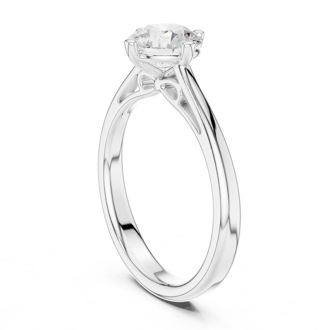 .50 to 1.00 Round Diamond Solitaire with Four Split Claw Prongs and Rounded Band (DDLR-555-556-557) 9