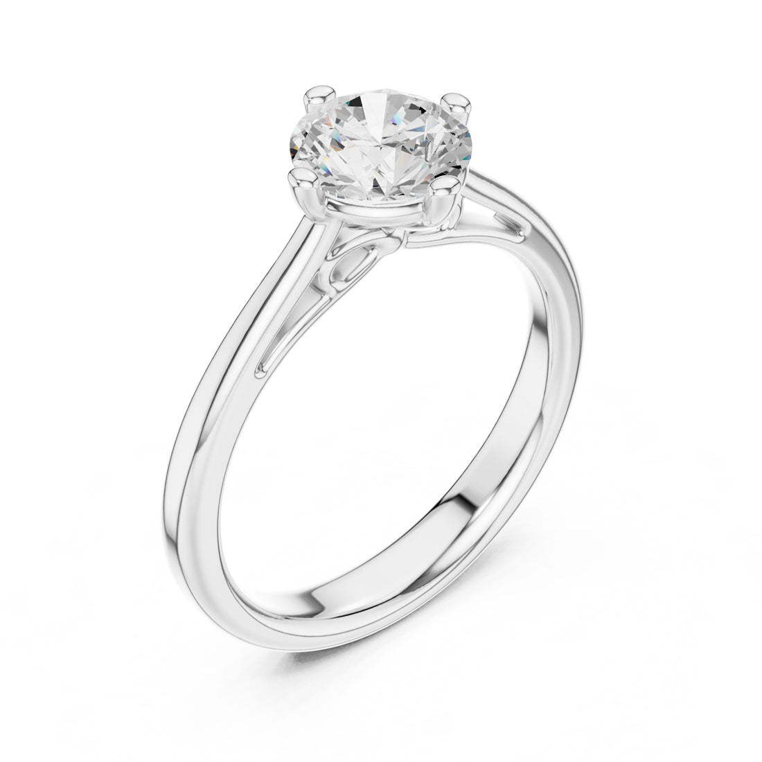 .50 to 1.00 Round Diamond Solitaire with Four Split Claw Prongs and Rounded Band (DDLR-555-556-557) 10