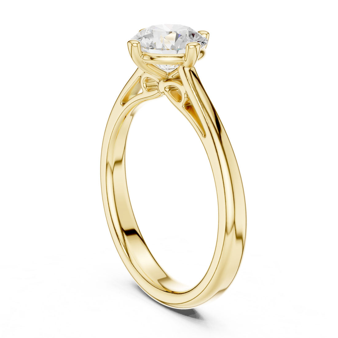 .50 to 1.00 Round Diamond Solitaire with Four Split Claw Prongs and Rounded Band (DDLR-555-556-557) 3