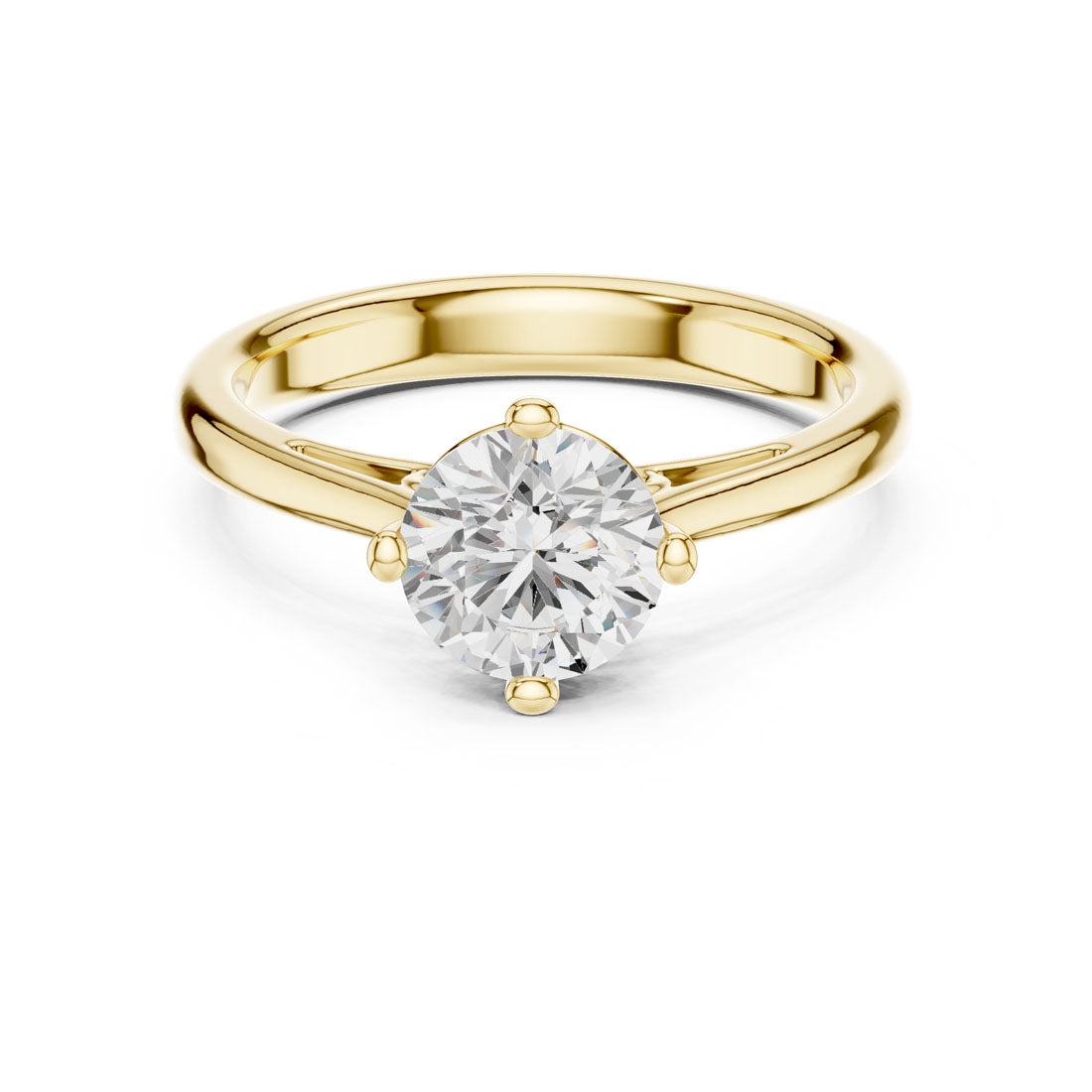 .50 to 1.00 Round Diamond Solitaire with Four Split Claw Prongs and Rounded Band (DDLR-555-556-557)
