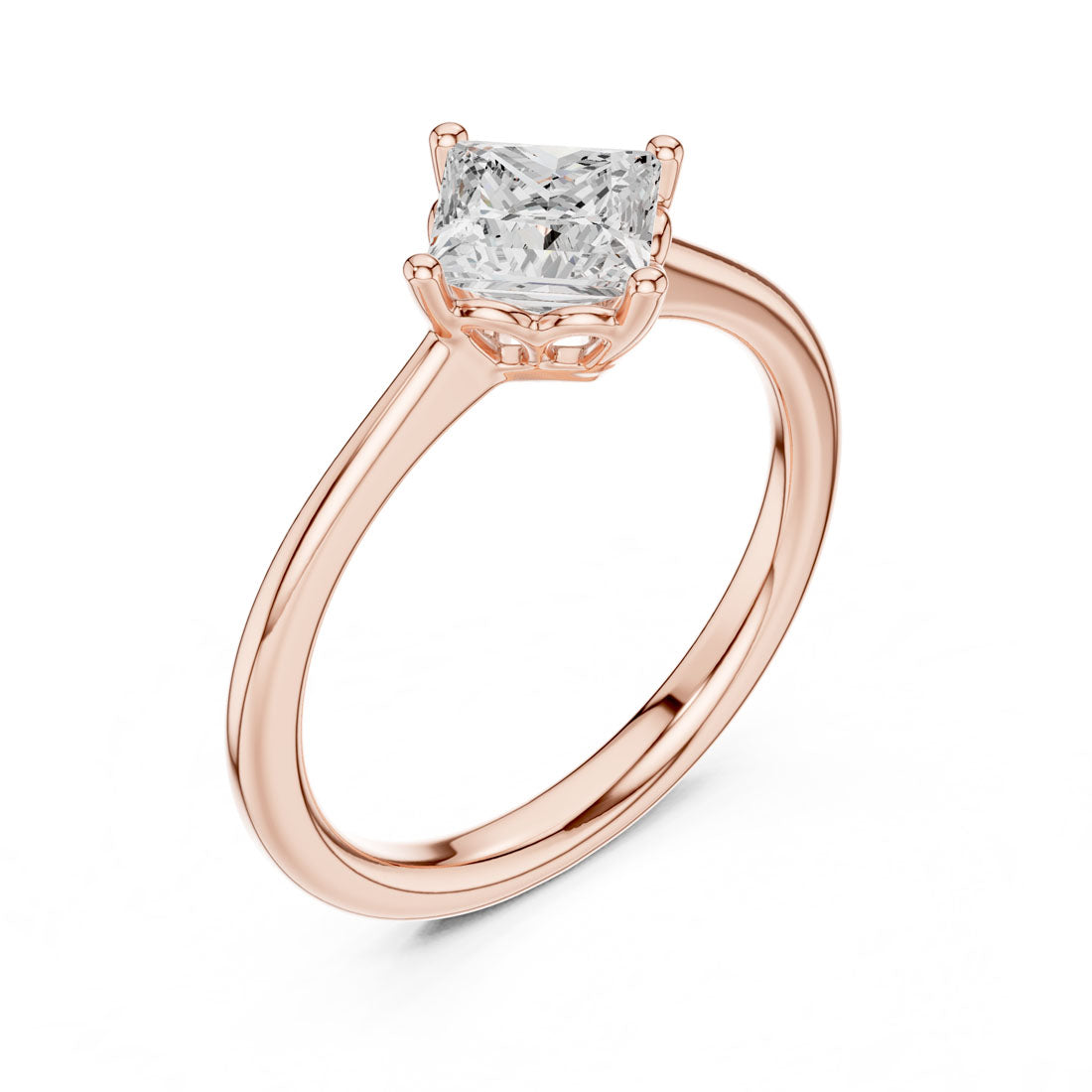 .78-1.00 Ct. Princess Cut Diamond Solitaire with Four-Prong Setting (DDLR-570-571) 10