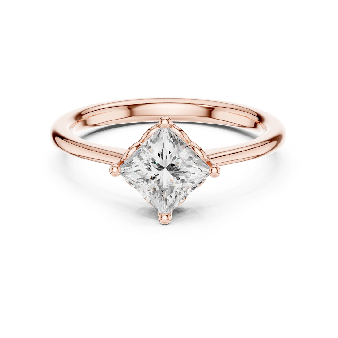 .78-1.00 Ct. Princess Cut Diamond Solitaire with Four-Prong Setting (DDLR-570-571) 7