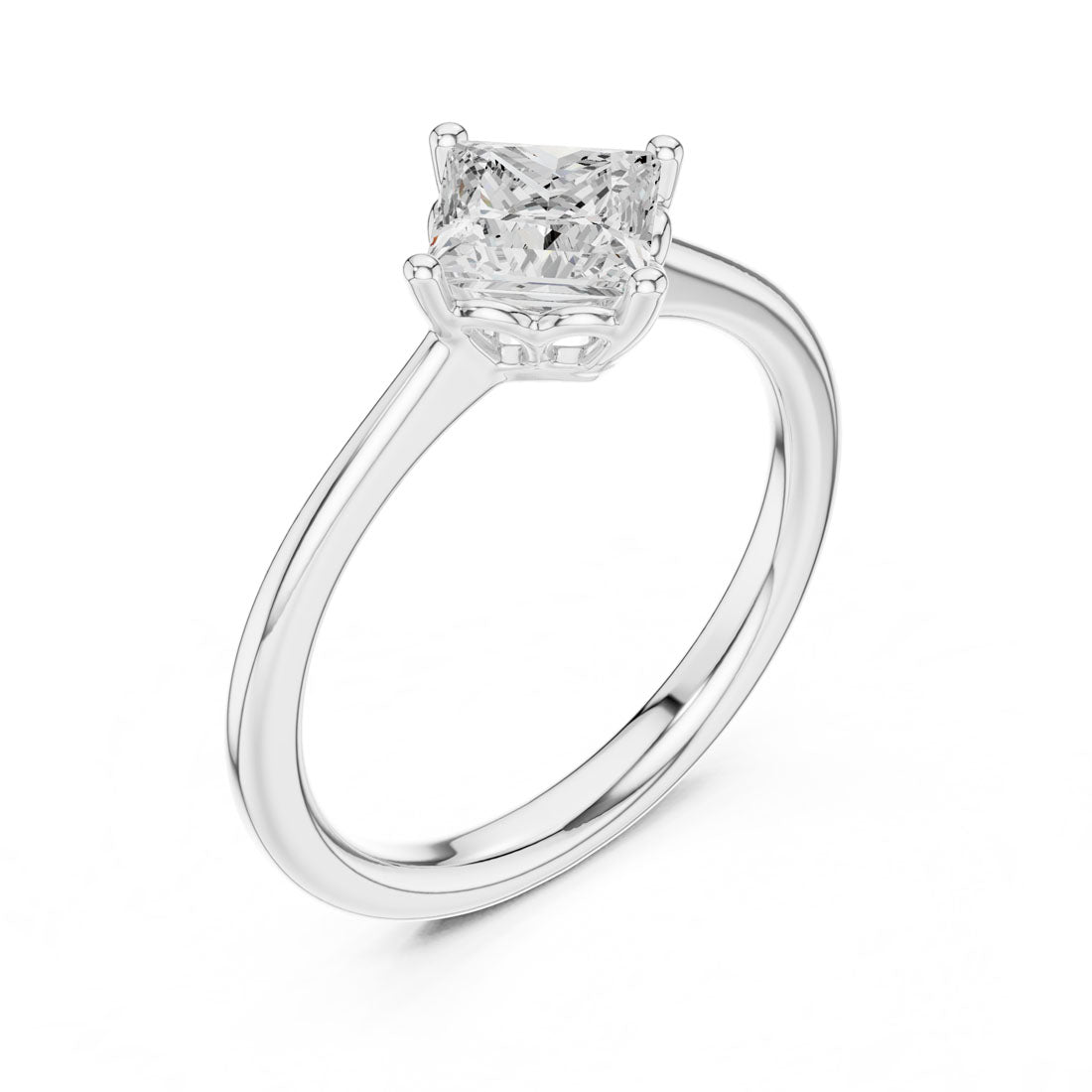 .78-1.00 Ct. Princess Cut Diamond Solitaire with Four-Prong Setting (DDLR-570-571) 6