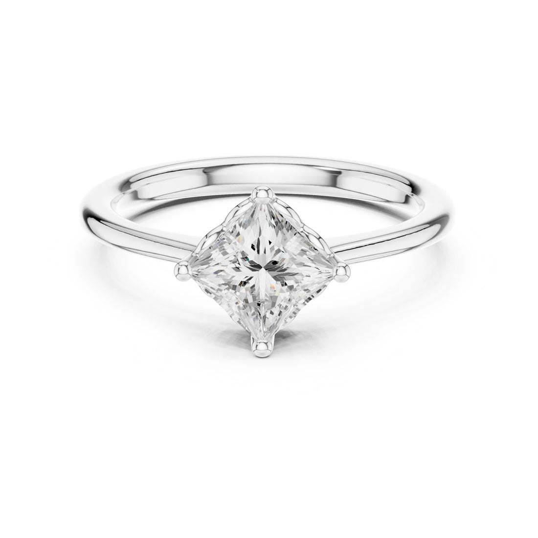 .78-1.00 Ct. Princess Cut Diamond Solitaire with Four-Prong Setting (DDLR-570-571) 5