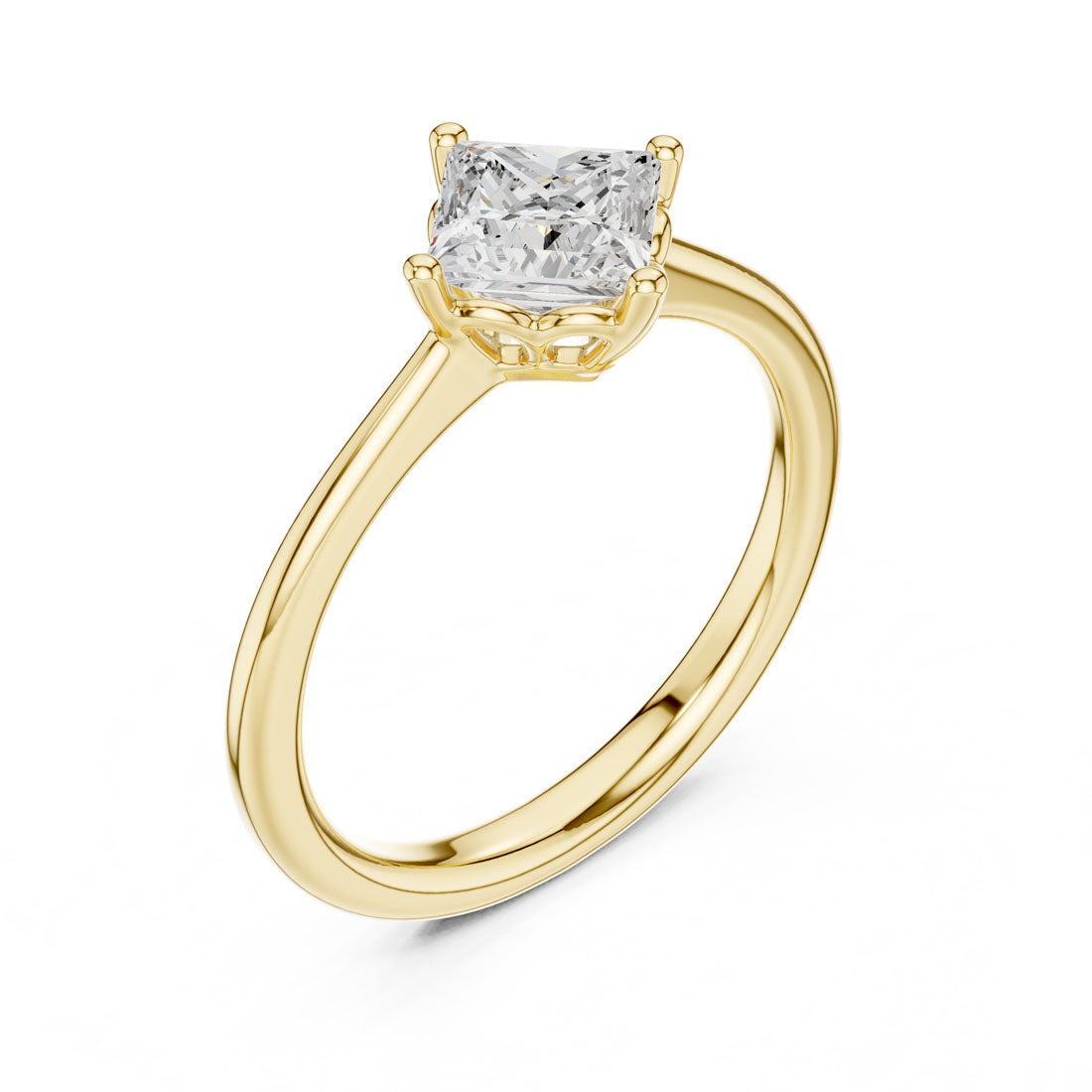 .78-1.00 Ct. Princess Cut Diamond Solitaire with Four-Prong Setting (DDLR-570-571)