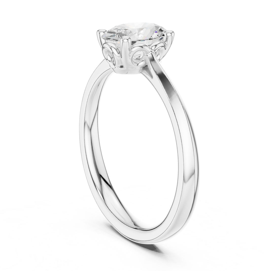 1.00 Ct. Oval Diamond Solitaire with Four-Prong Setting and Knife-Edge Band (DDLR-572) 9