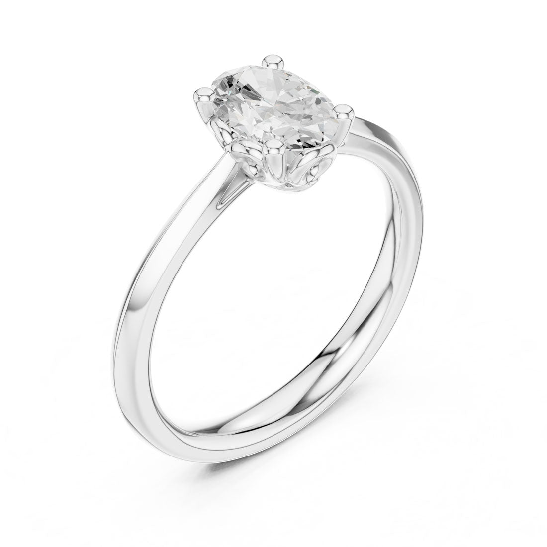 1.00 Ct. Oval Diamond Solitaire with Four-Prong Setting and Knife-Edge Band (DDLR-572) 10
