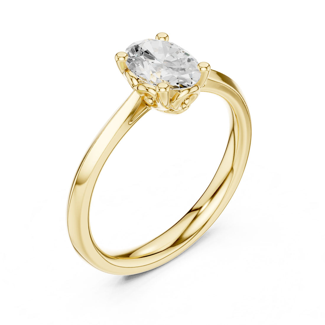 1.00 Ct. Oval Diamond Solitaire with Four-Prong Setting and Knife-Edge Band (DDLR-572)