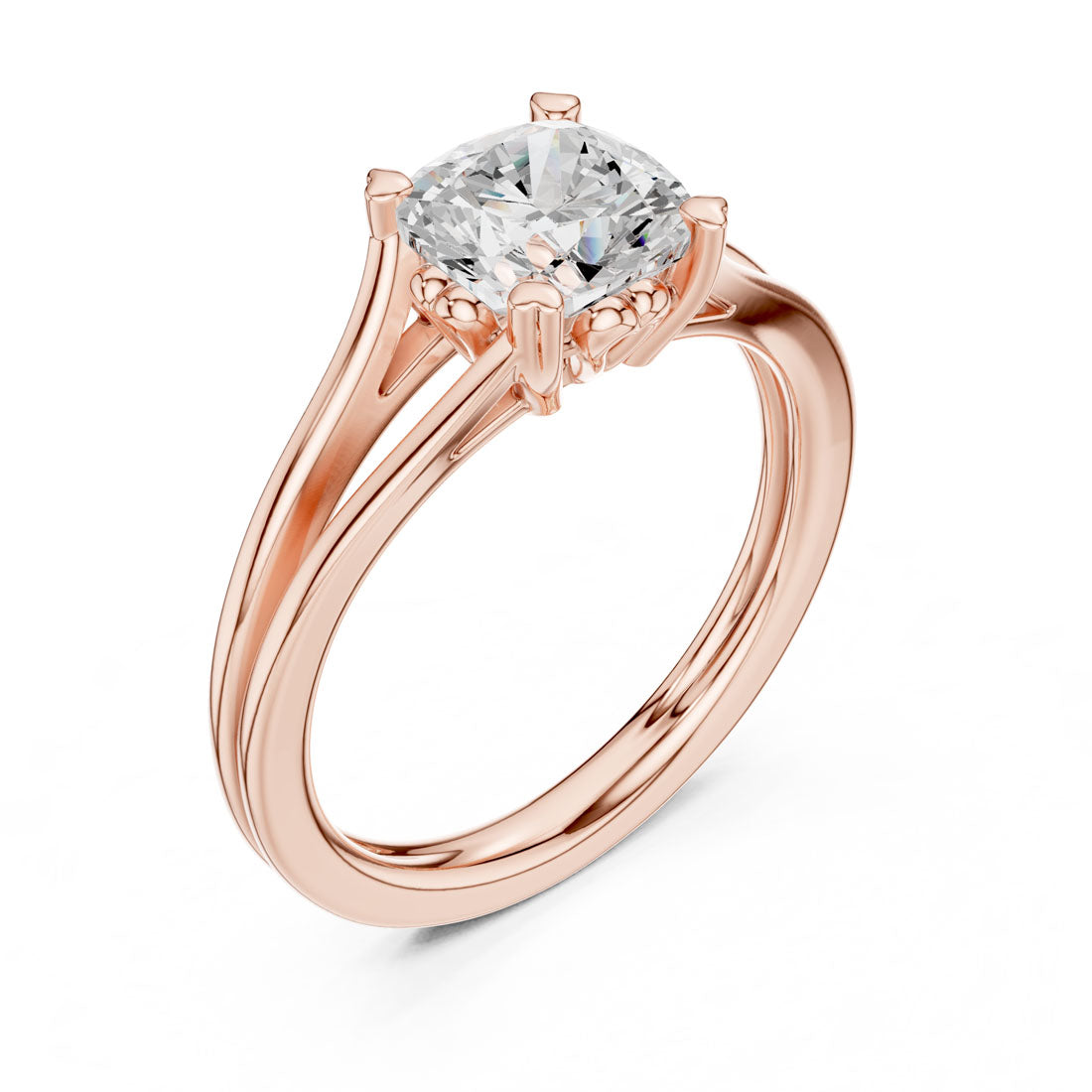 1.24 Ct. Cushion Cut Diamond Solitaire with Split Shoulders and Hidden Heart Motif (DDLR-574) 8