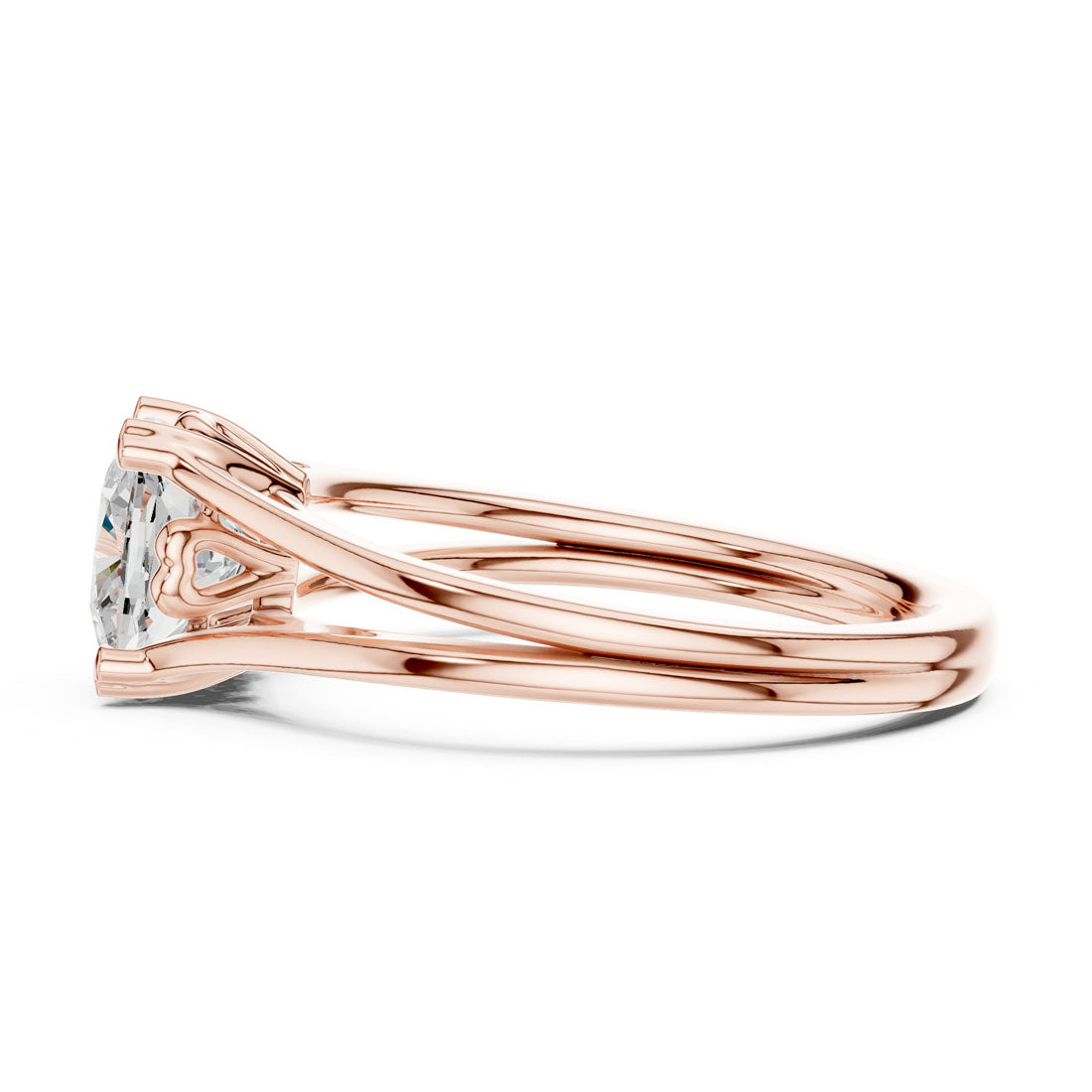1.24 Ct. Cushion Cut Diamond Solitaire with Split Shoulders and Hidden Heart Motif (DDLR-574) 12