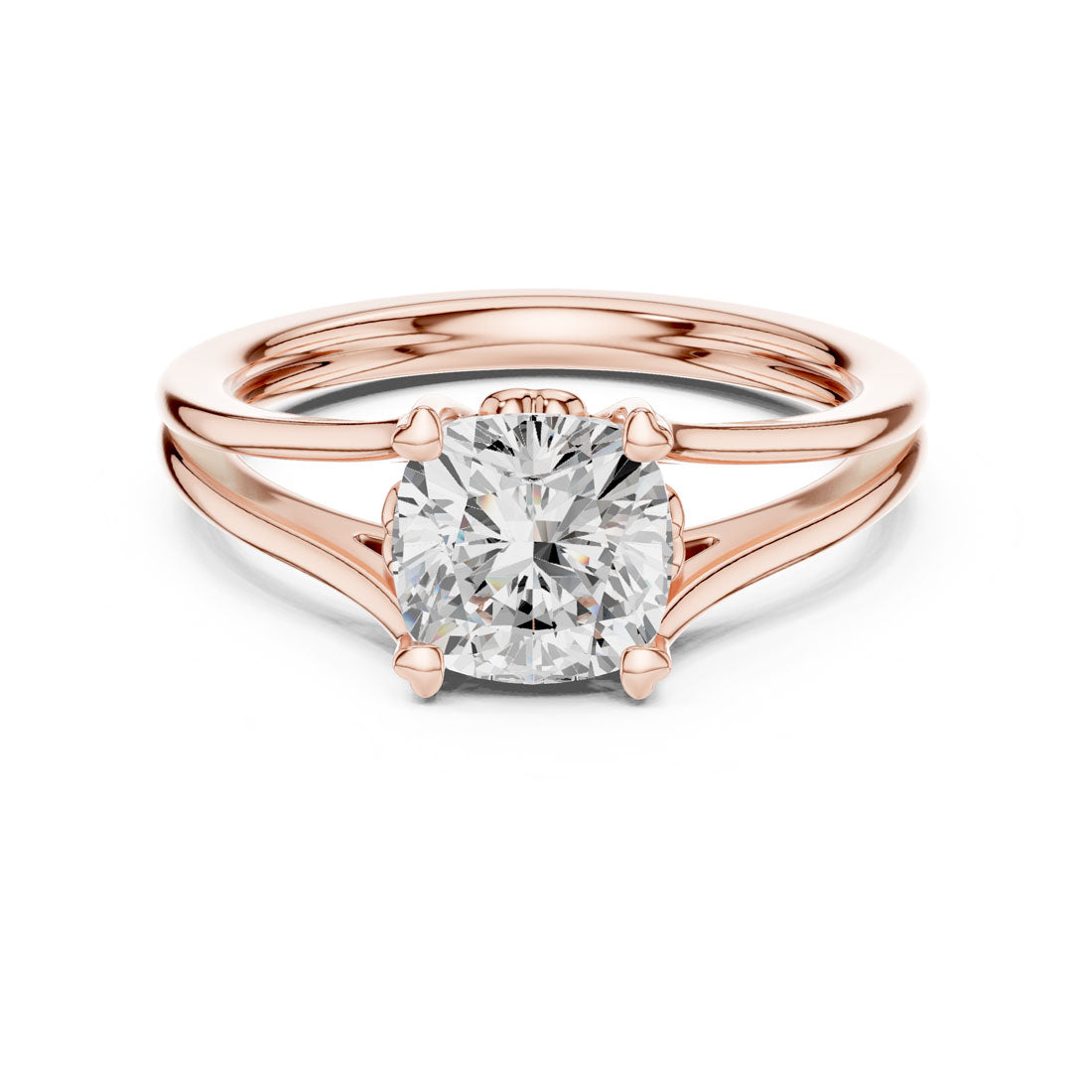 1.24 Ct. Cushion Cut Diamond Solitaire with Split Shoulders and Hidden Heart Motif (DDLR-574)