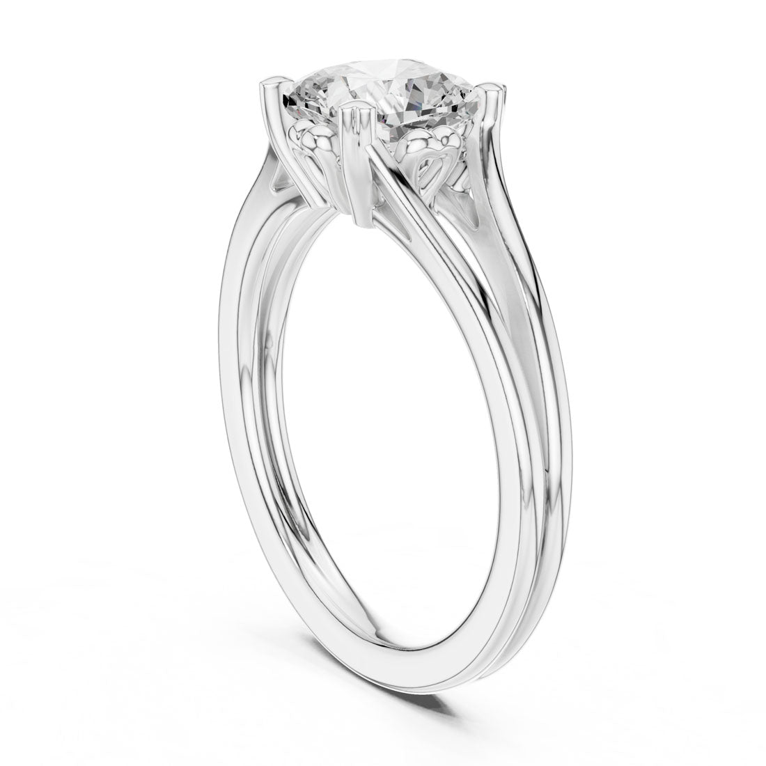 1.24 Ct. Cushion Cut Diamond Solitaire with Split Shoulders and Hidden Heart Motif (DDLR-574) 10