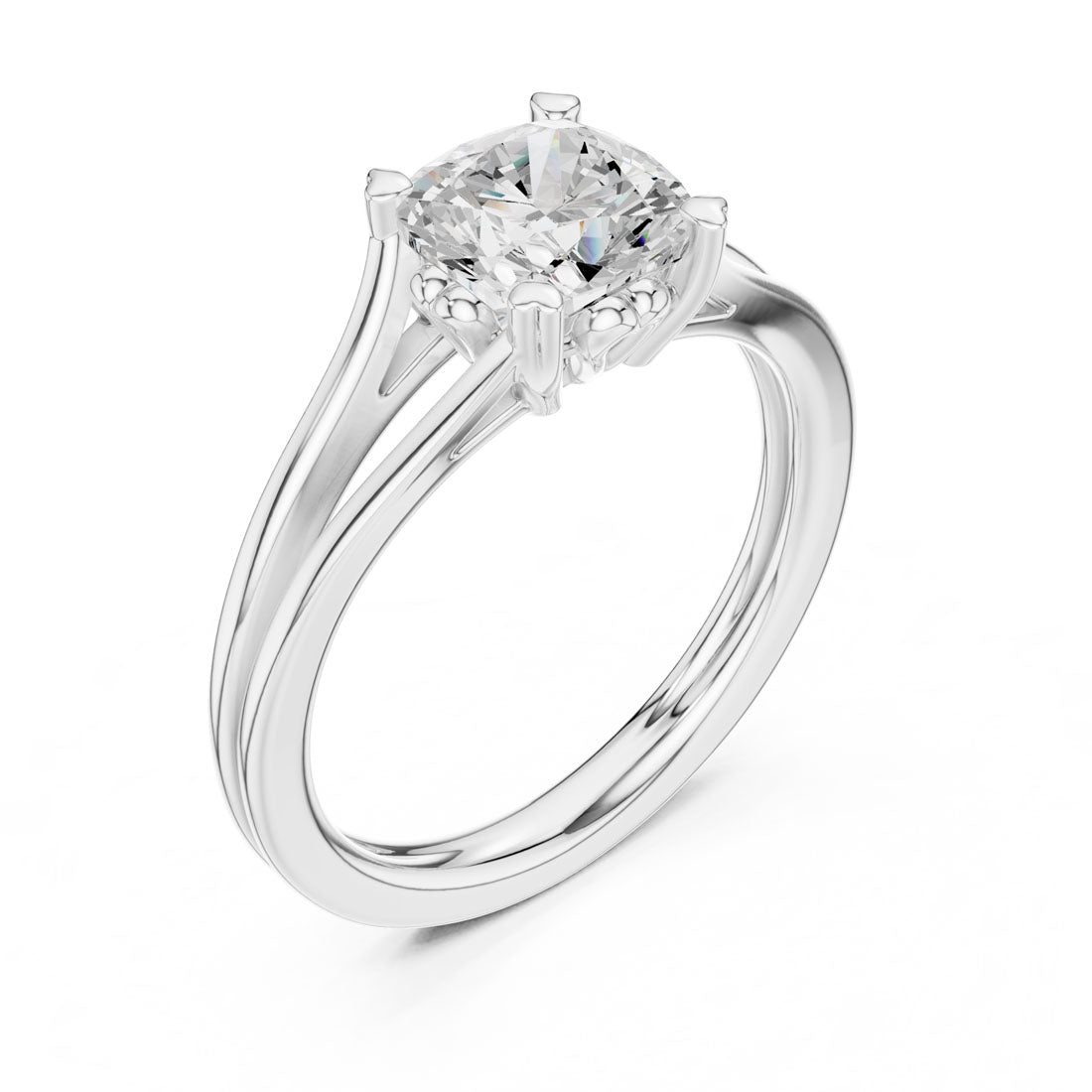 1.24 Ct. Cushion Cut Diamond Solitaire with Split Shoulders and Hidden Heart Motif (DDLR-574) 6