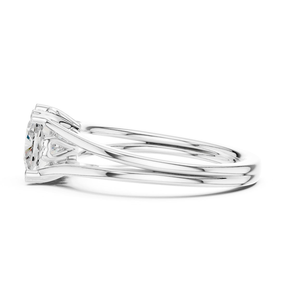 1.24 Ct. Cushion Cut Diamond Solitaire with Split Shoulders and Hidden Heart Motif (DDLR-574) 11