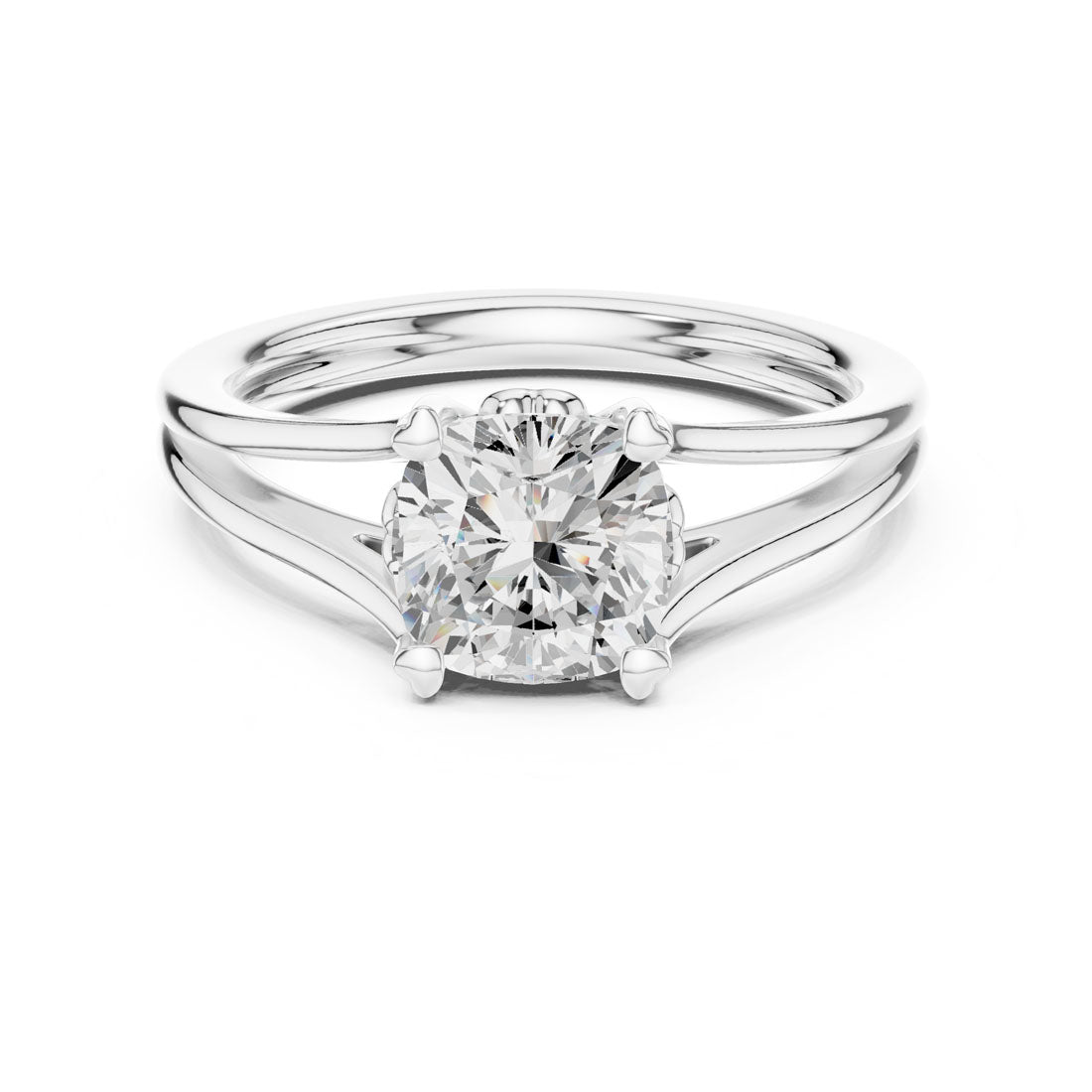 1.24 Ct. Cushion Cut Diamond Solitaire with Split Shoulders and Hidden Heart Motif (DDLR-574) 7