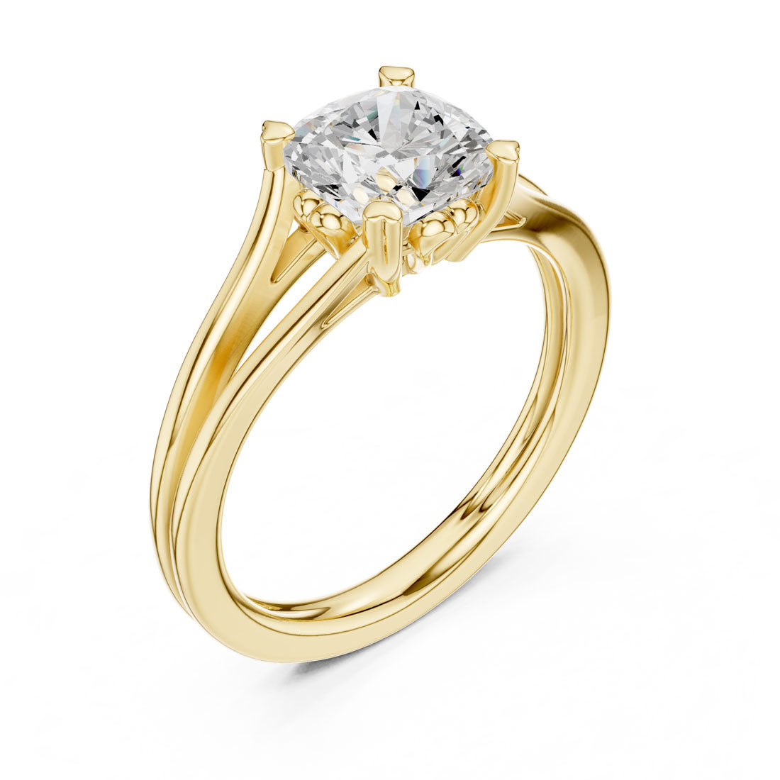 1.24 Ct. Cushion Cut Diamond Solitaire with Split Shoulders and Hidden Heart Motif (DDLR-574)