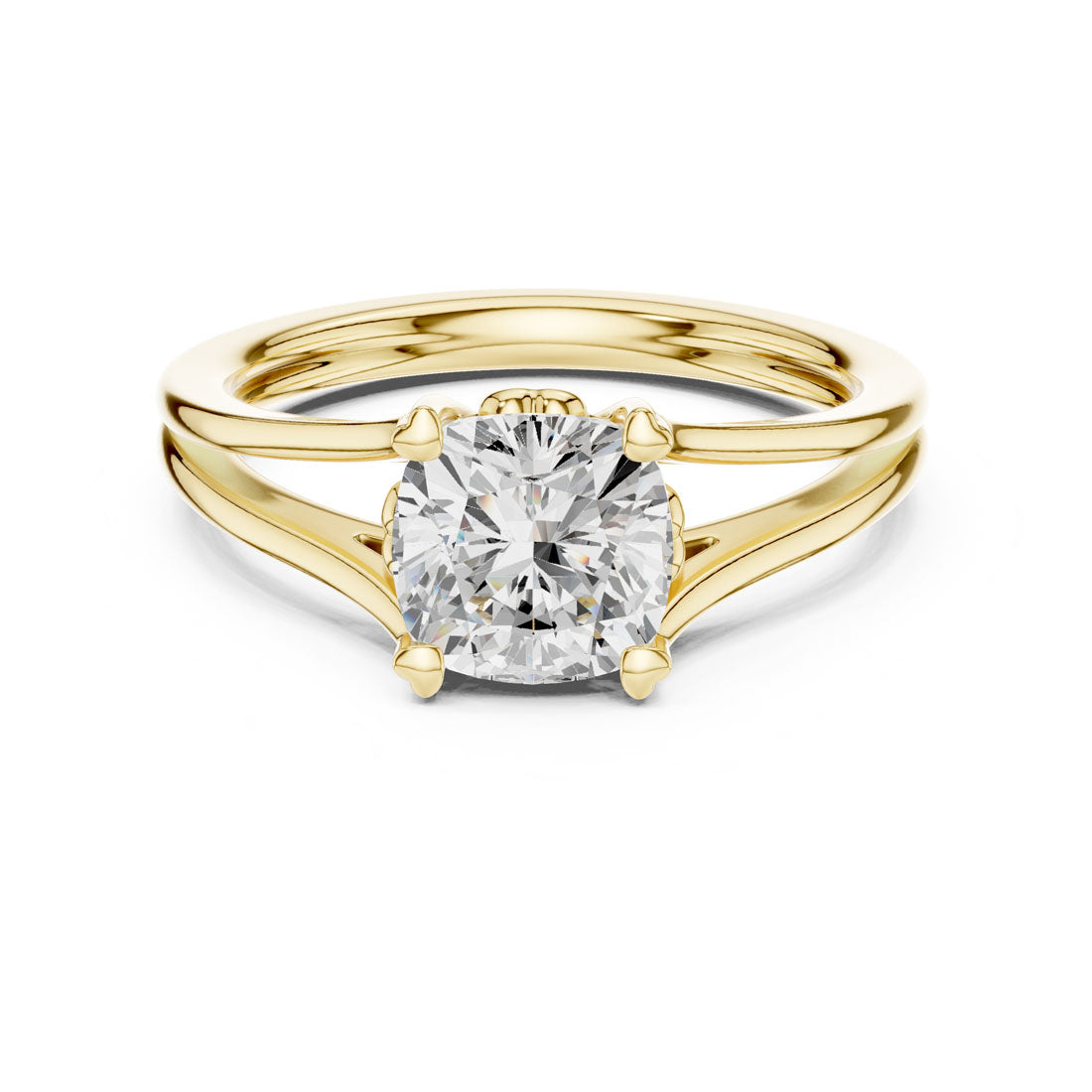 1.24 Ct. Cushion Cut Diamond Solitaire with Split Shoulders and Hidden Heart Motif (DDLR-574) 5