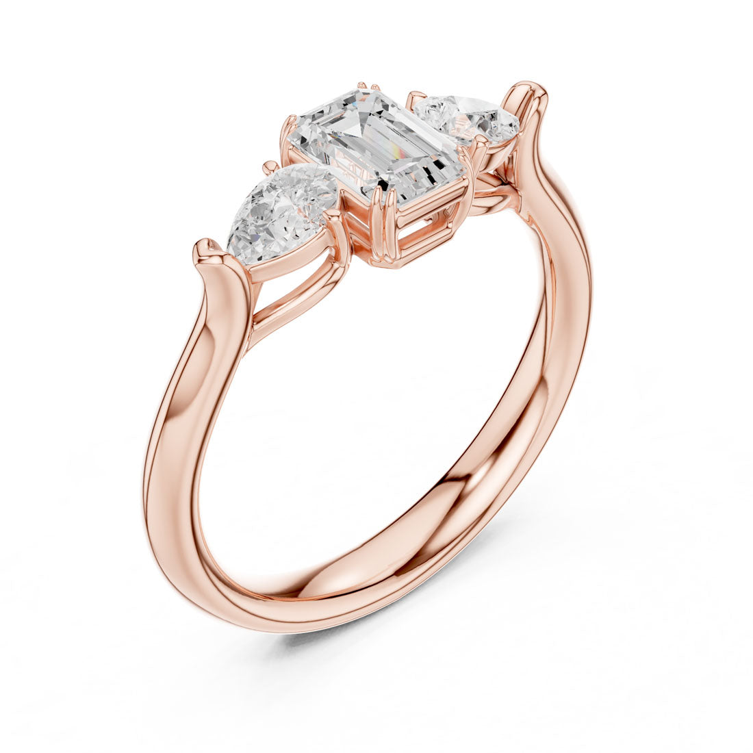 .89 Ct. Emerald Cut Diamond Ring with Pear Side Stones (DDLR-579) 6