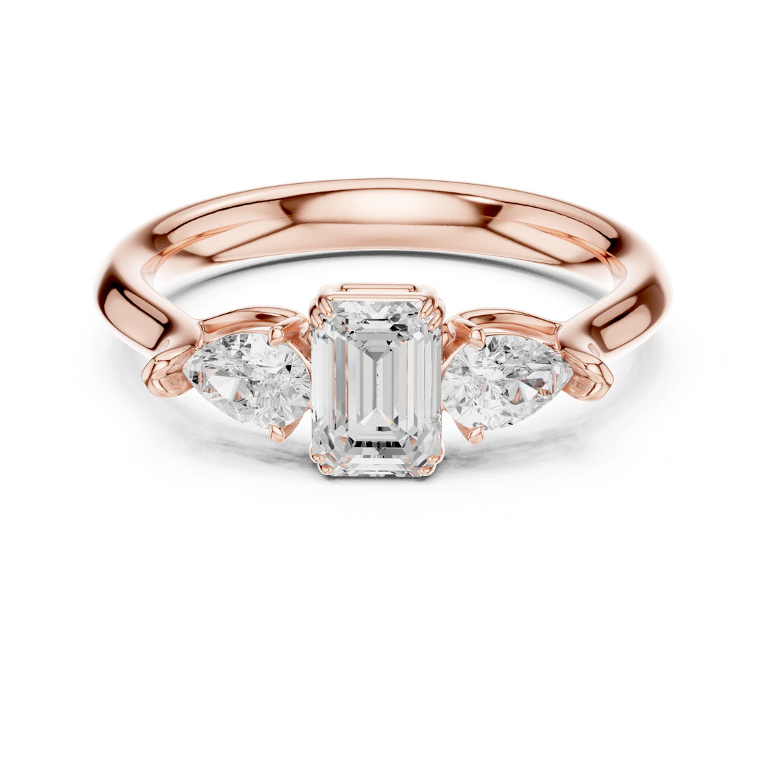 .89 Ct. Emerald Cut Diamond Ring with Pear Side Stones (DDLR-579) 7