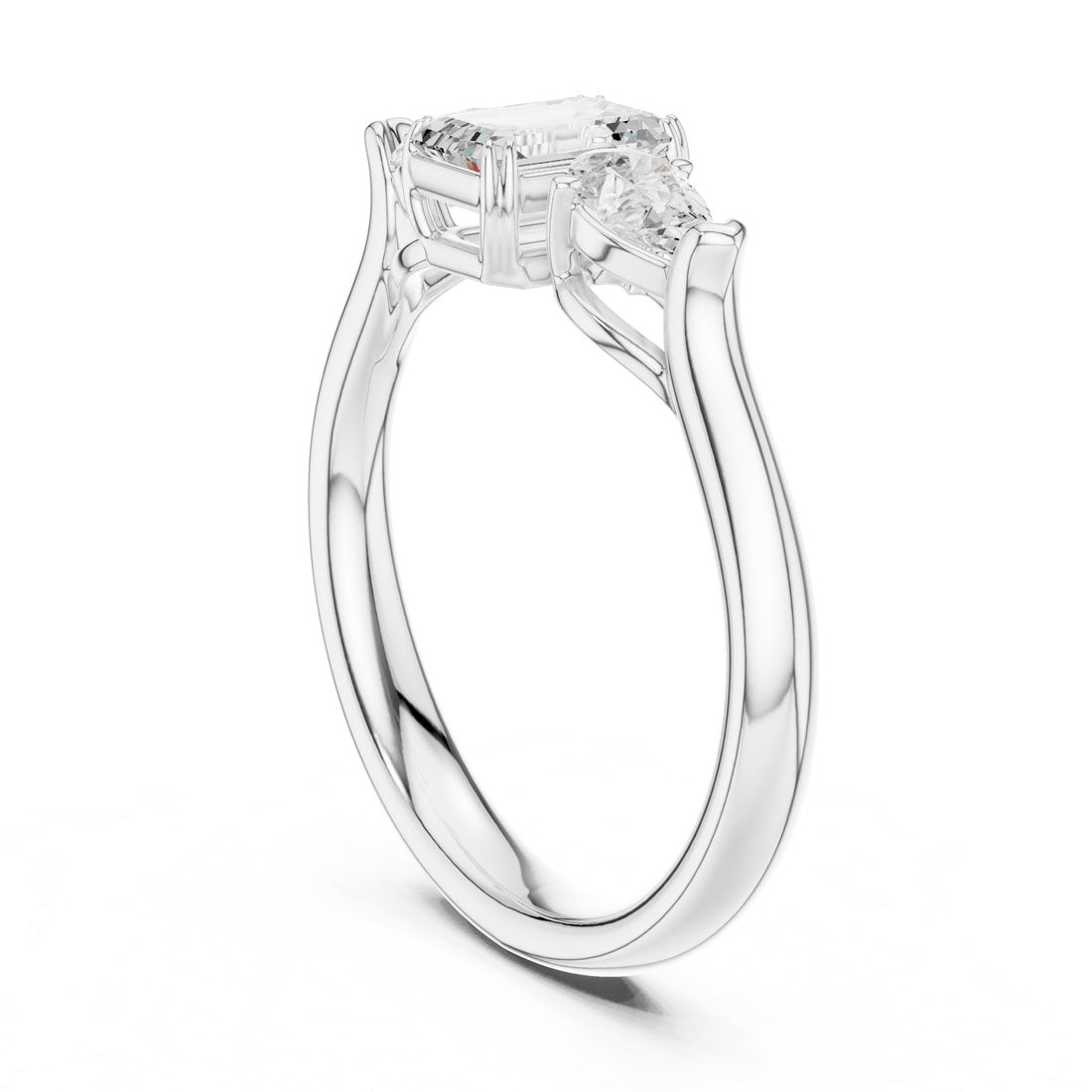 .89 Ct. Emerald Cut Diamond Ring with Pear Side Stones (DDLR-579) 9