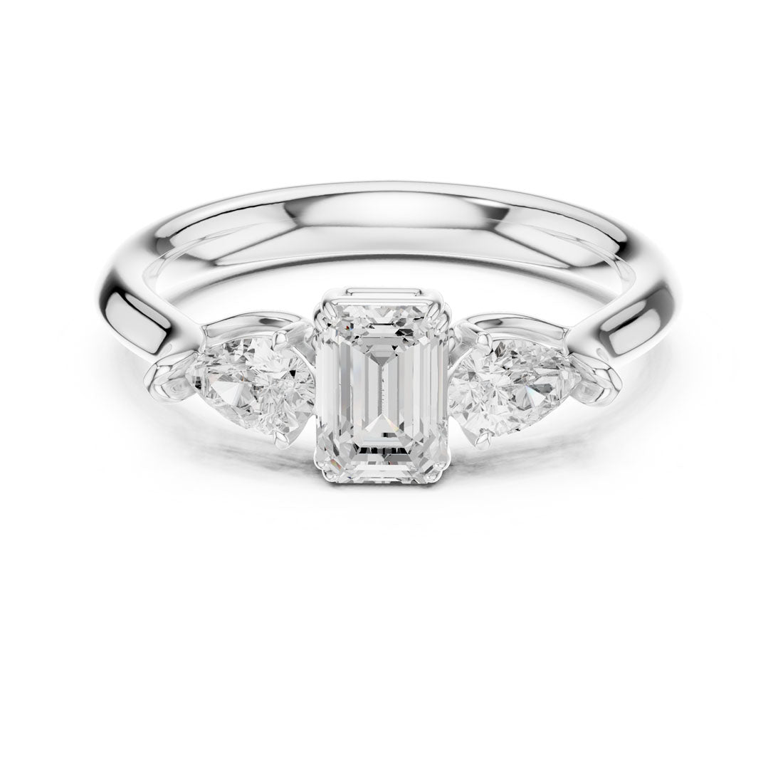 .89 Ct. Emerald Cut Diamond Ring with Pear Side Stones (DDLR-579)