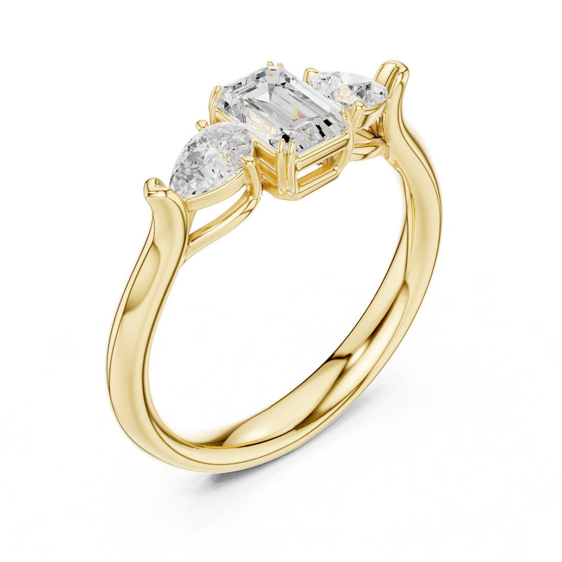 .89 Ct. Emerald Cut Diamond Ring with Pear Side Stones (DDLR-579)