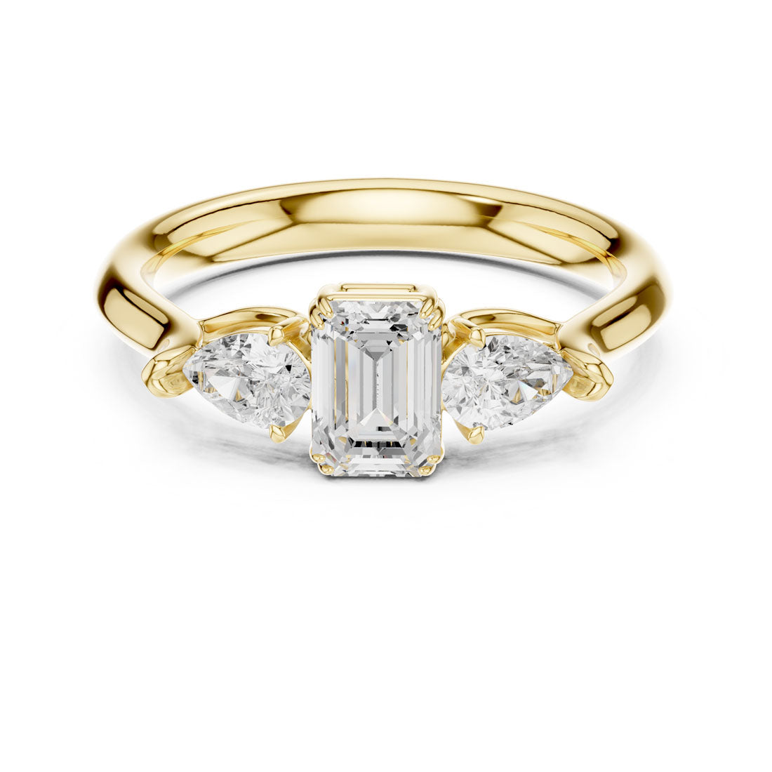 .89 Ct. Emerald Cut Diamond Ring with Pear Side Stones (DDLR-579) 5
