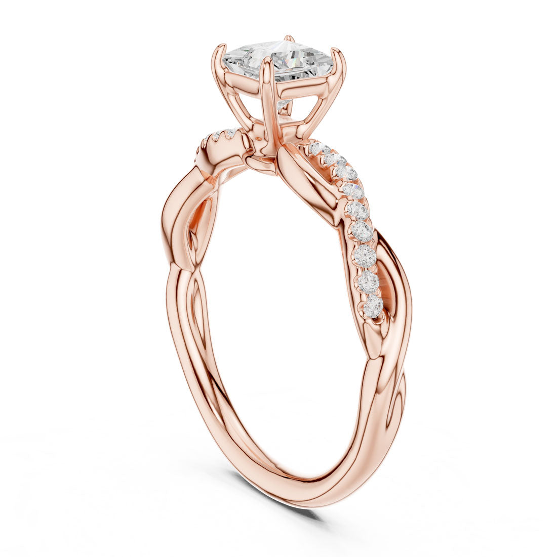 .50 Ct. Princess Cut Diamond Solitaire with Twisted Pavé Band (DDLR-590) 9