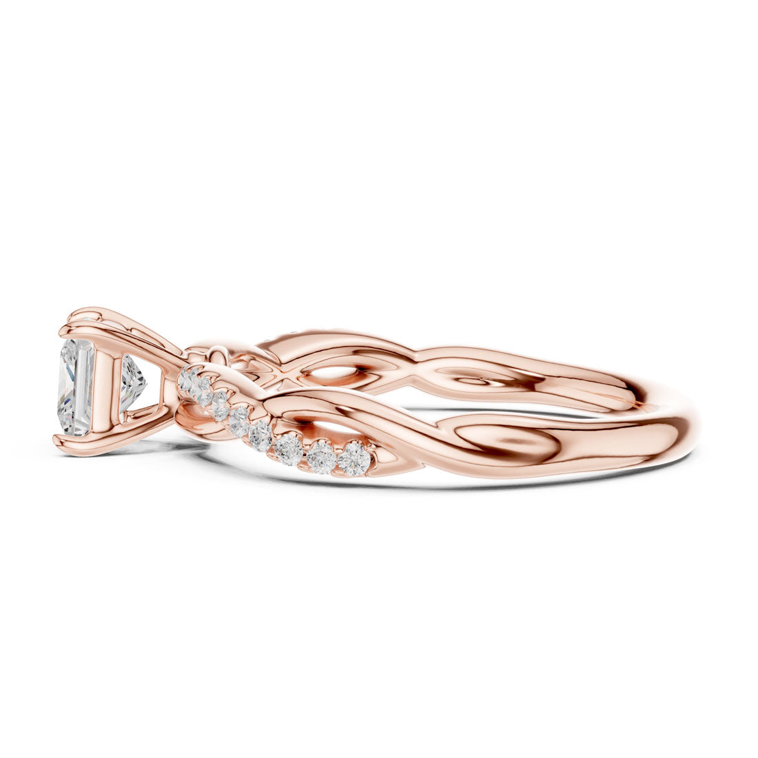 .50 Ct. Princess Cut Diamond Solitaire with Twisted Pavé Band (DDLR-590) 12