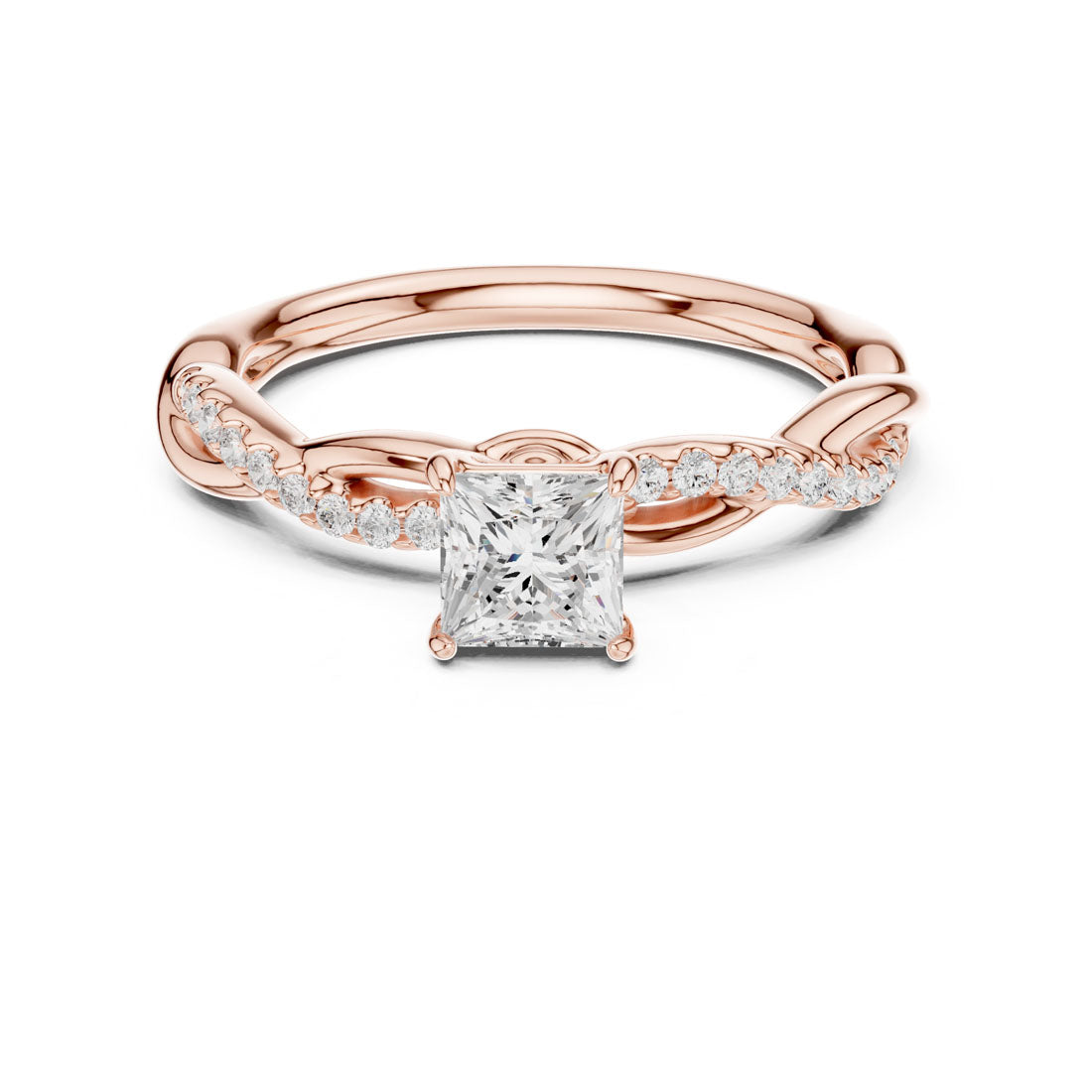 .50 Ct. Princess Cut Diamond Solitaire with Twisted Pavé Band (DDLR-590) 5