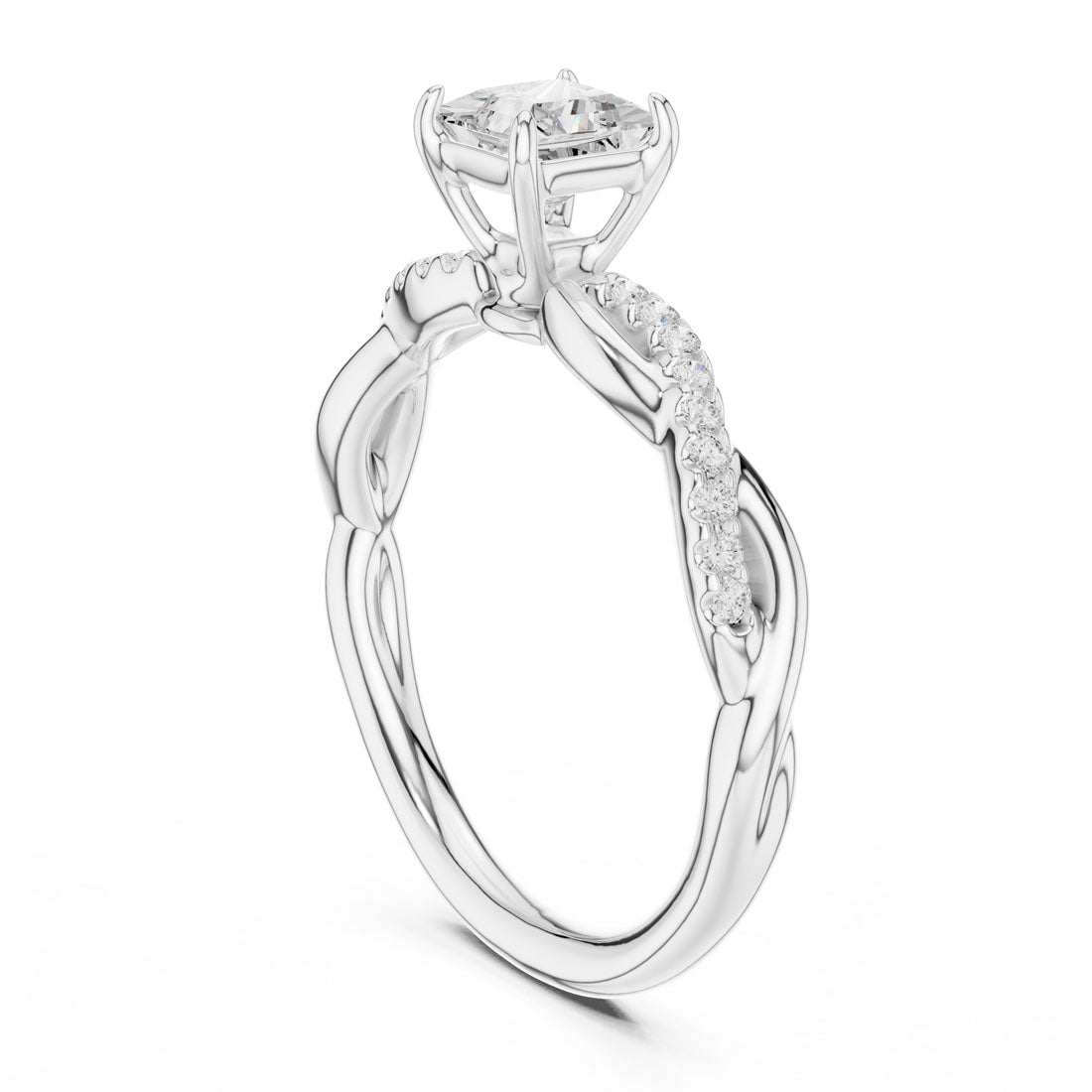.50 Ct. Princess Cut Diamond Solitaire with Twisted Pavé Band (DDLR-590) 10