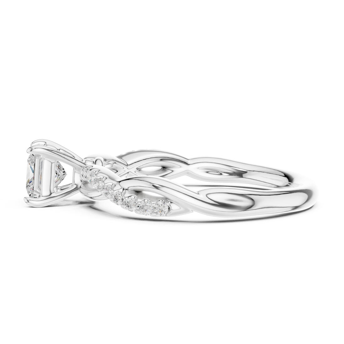 .50 Ct. Princess Cut Diamond Solitaire with Twisted Pavé Band (DDLR-590) 11